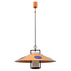 Mid-Century Modern Opal Glass Lamp with Copper Shade and Copper Fixture, 1950s