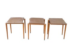 Mid Century Modern Opal Mobel Teak Laminate Stacking Nesting Tables