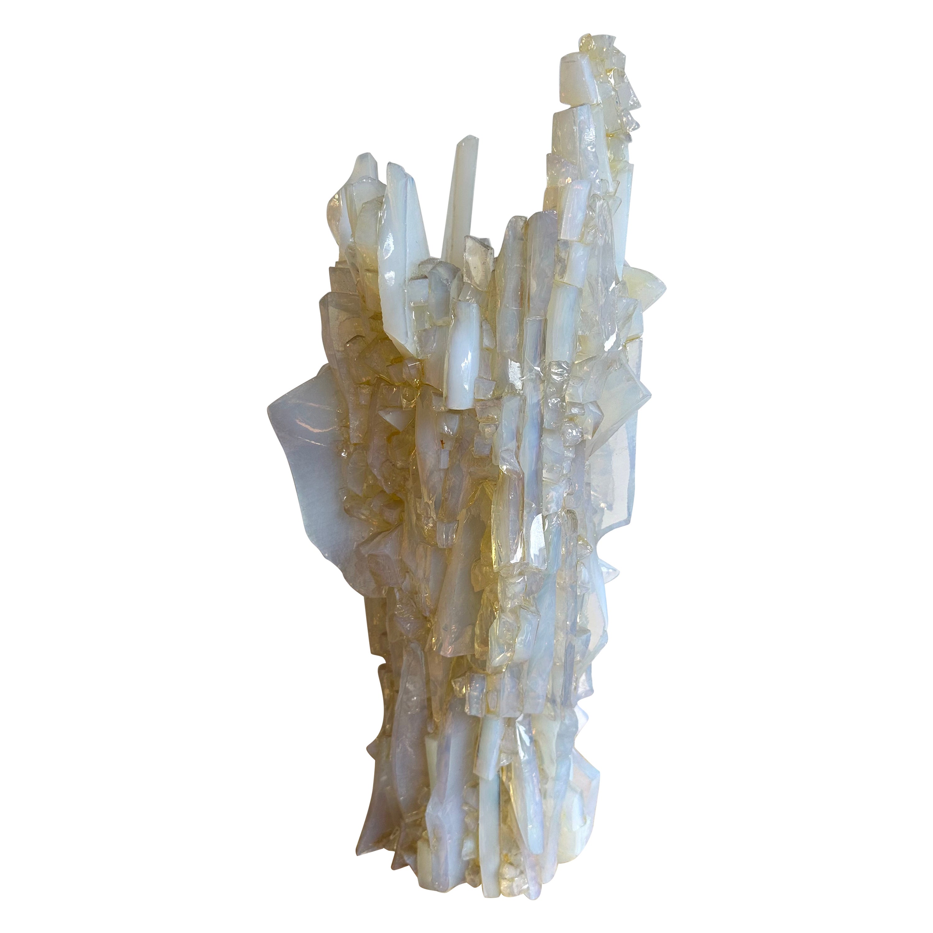 Mid-Century Modern Opalescent Glass Abstract Sculpture Lamp. Italy, 1970s