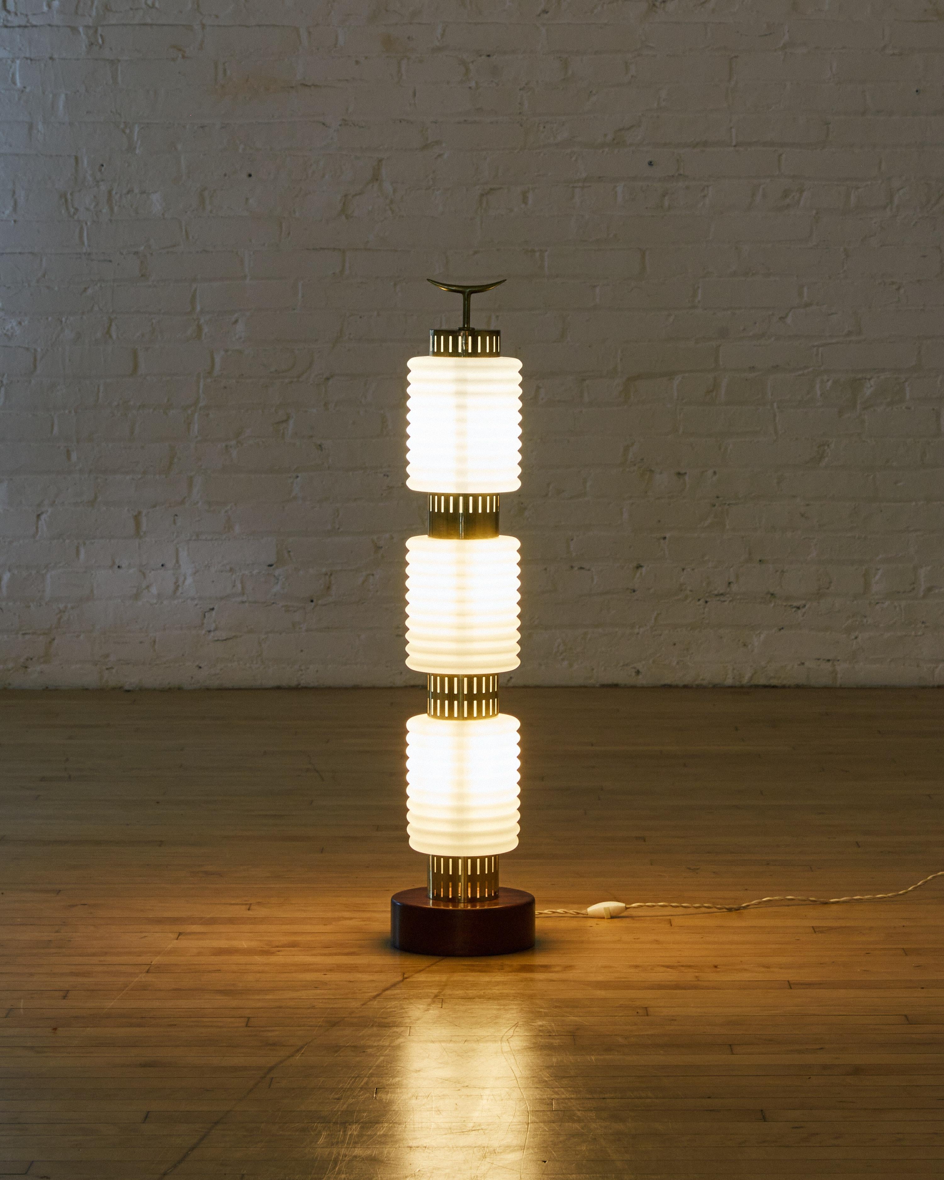 Italian Mid-Century Modern Opaline Floor Lamp