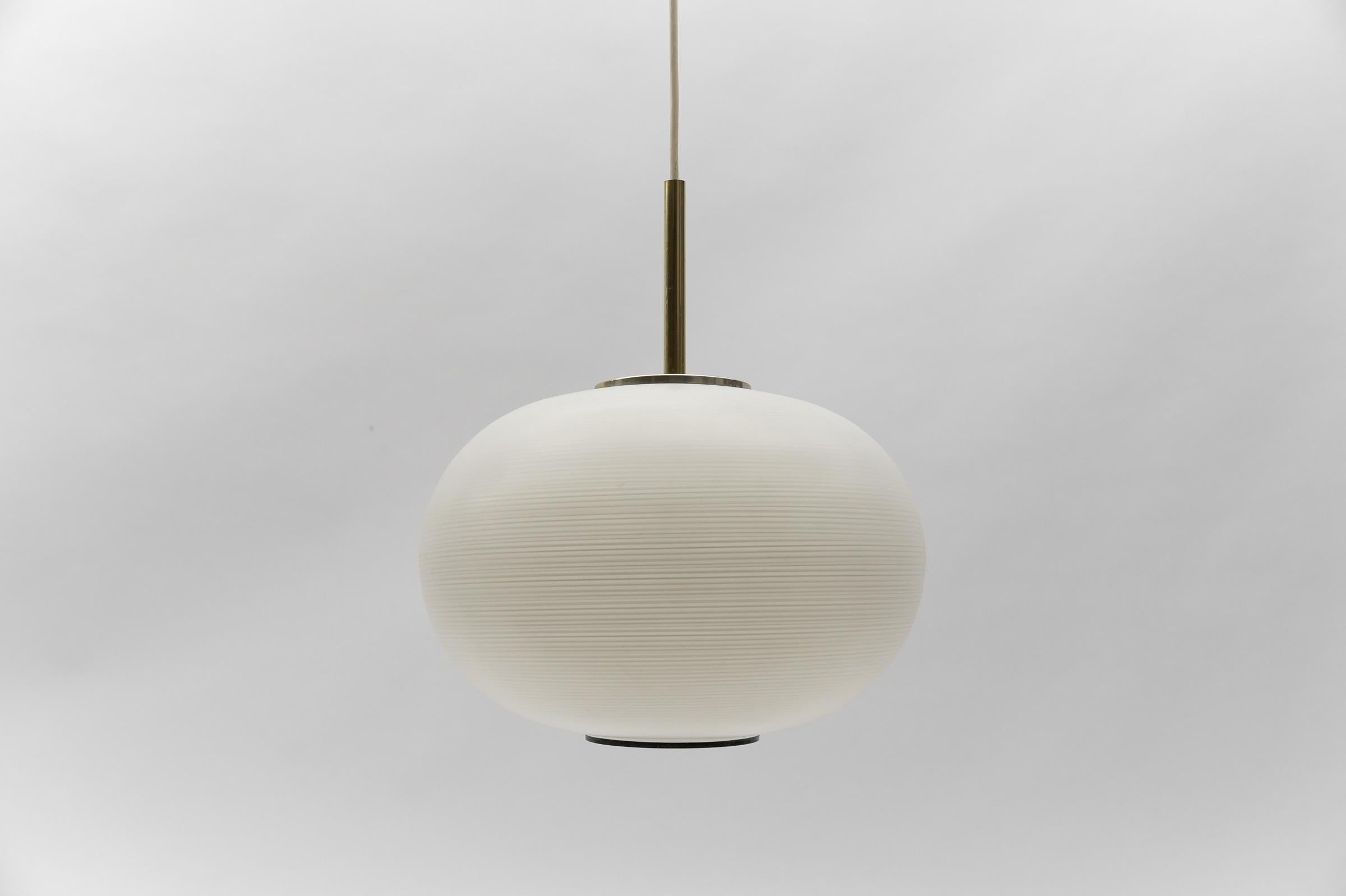 Mid Century Modern Opaline Glass Ball Pendant Lamp by Doria, 1960s Germany In Good Condition For Sale In Nürnberg, Bayern