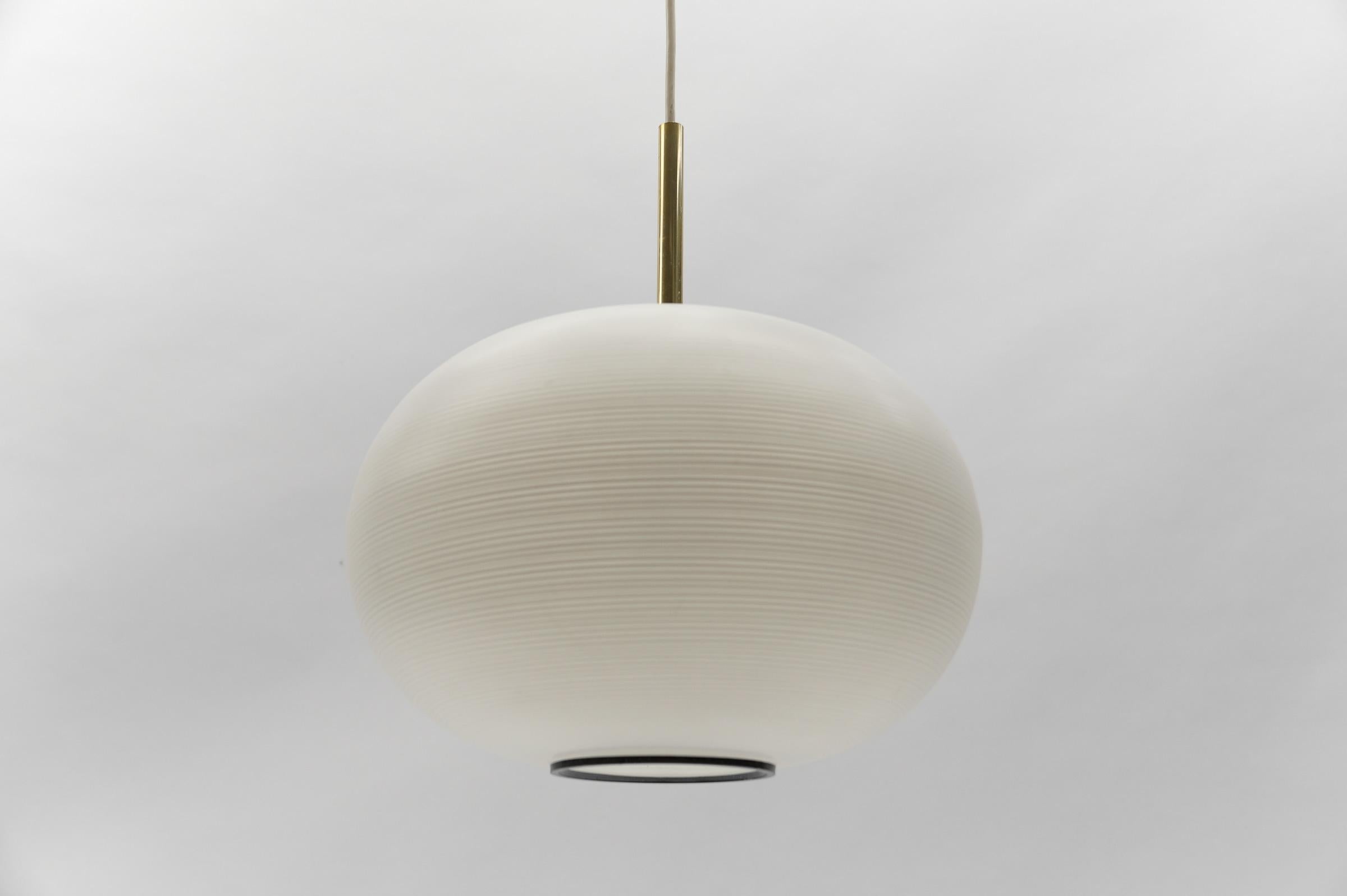 Mid Century Modern Opaline Glass Ball Pendant Lamp by Doria, 1960s Germany For Sale 1