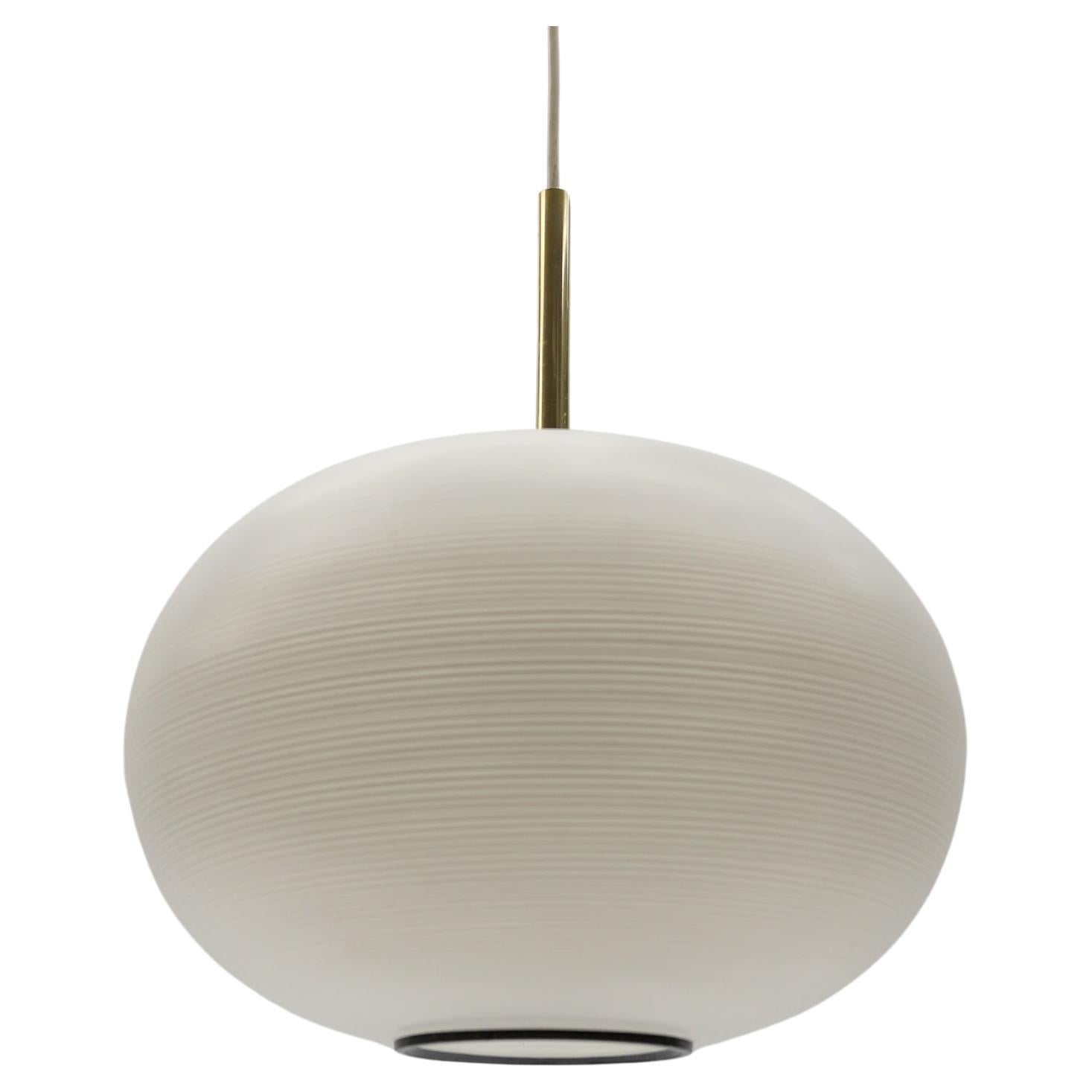 Mid Century Modern Opaline Glass Ball Pendant Lamp by Doria, 1960s Germany For Sale