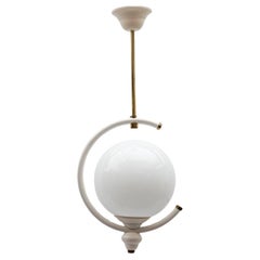 Plafonnier en verre opalin moderne du milieu du siècle, Italie des années 1960