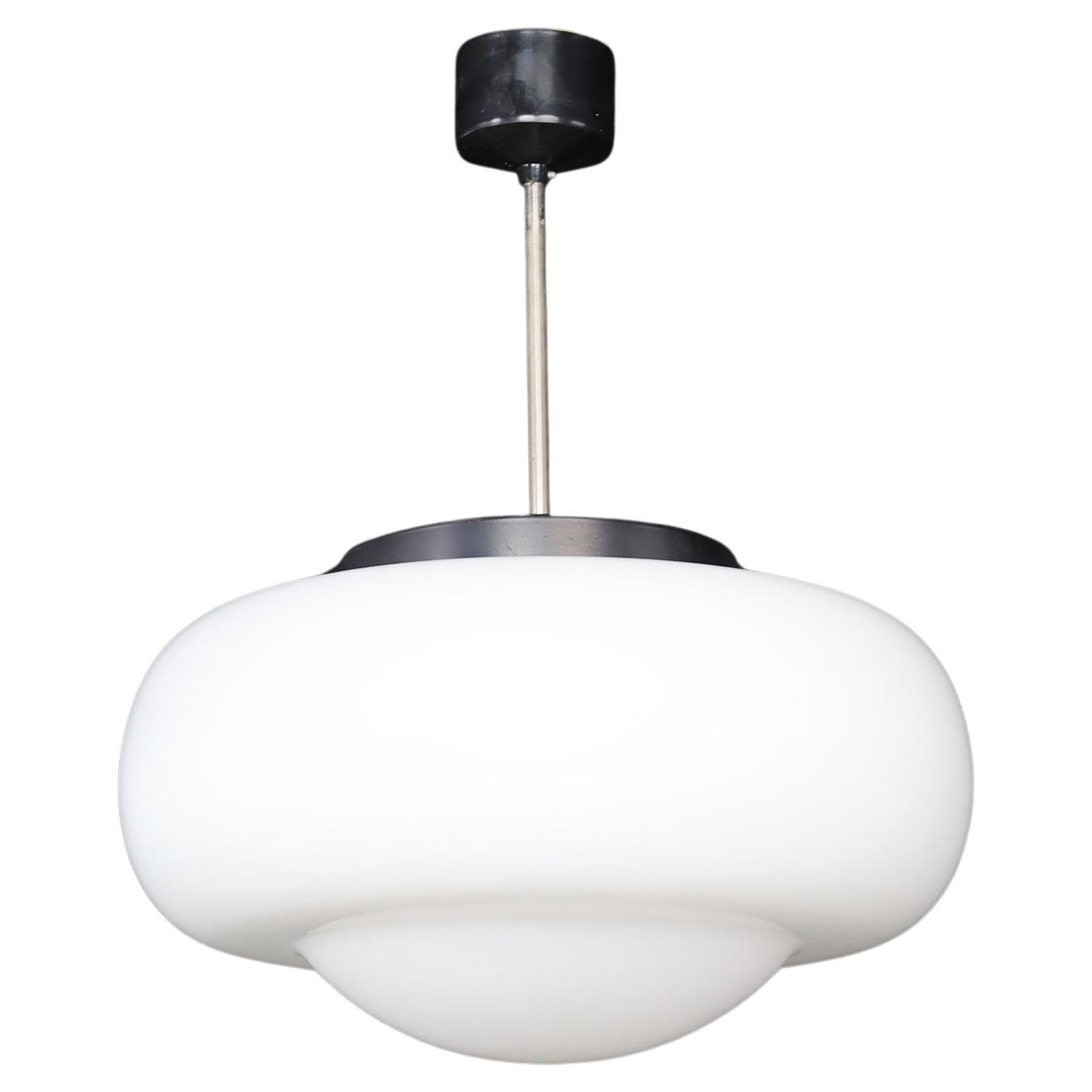 Mid-Century Modern Opaline Glass Pendant Lamp, Czechoslovakia, 1960s