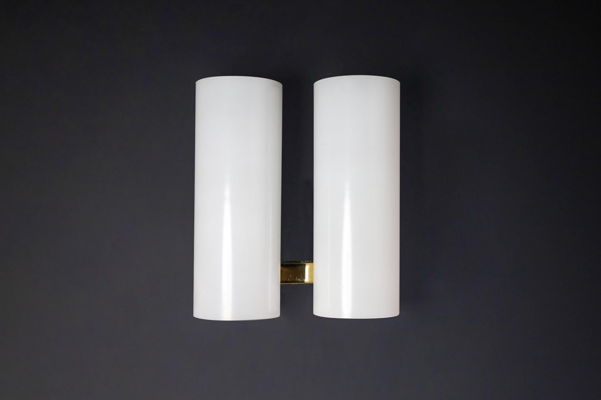 Mid-20th Century Mid-Century Modern Opaline Glass Wall light by Doria Leuchten, Germany 1960s For Sale