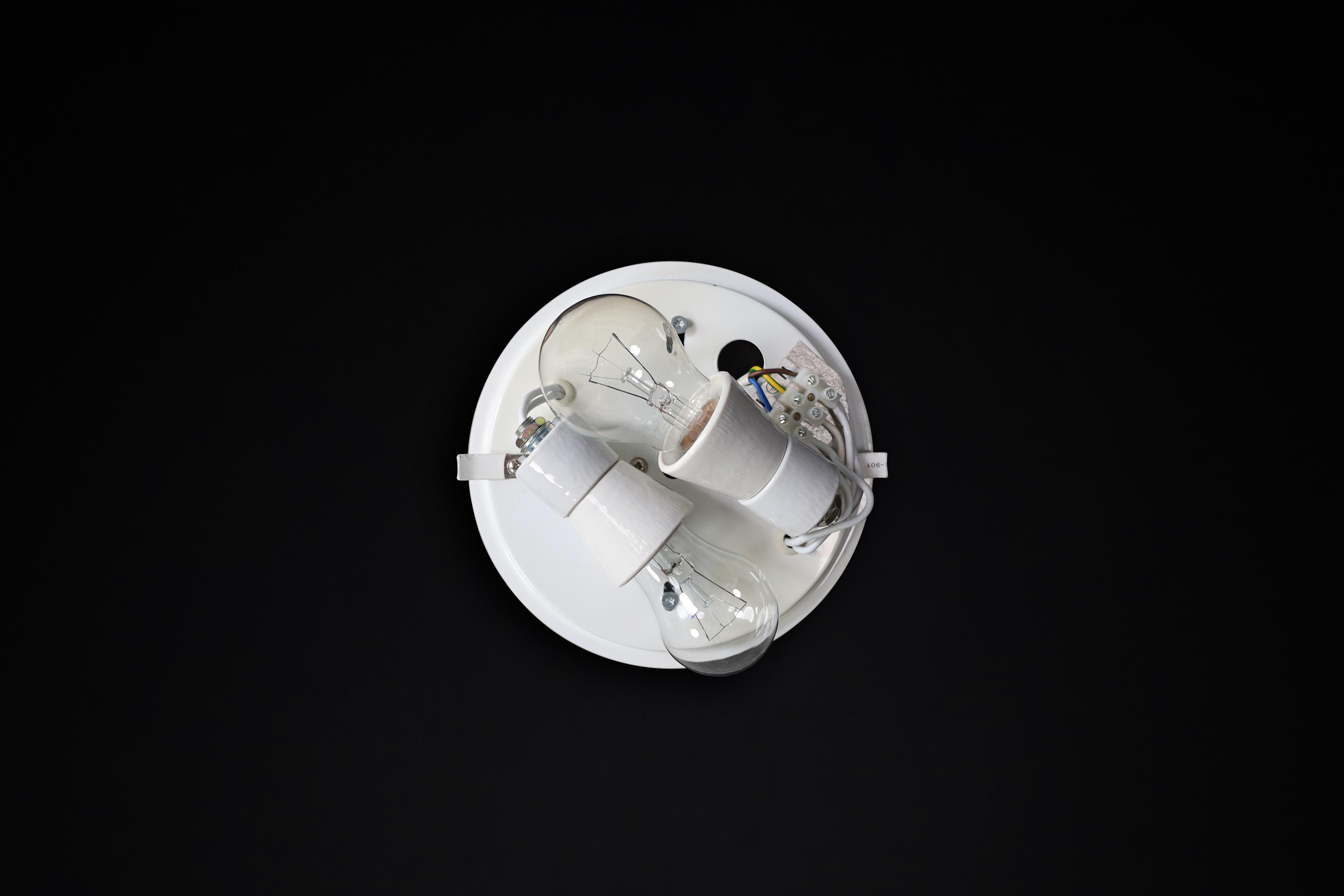 Mid-Century Modern Opaline Glass Wall or Ceiling Lights, Italy, 1970s For Sale 4