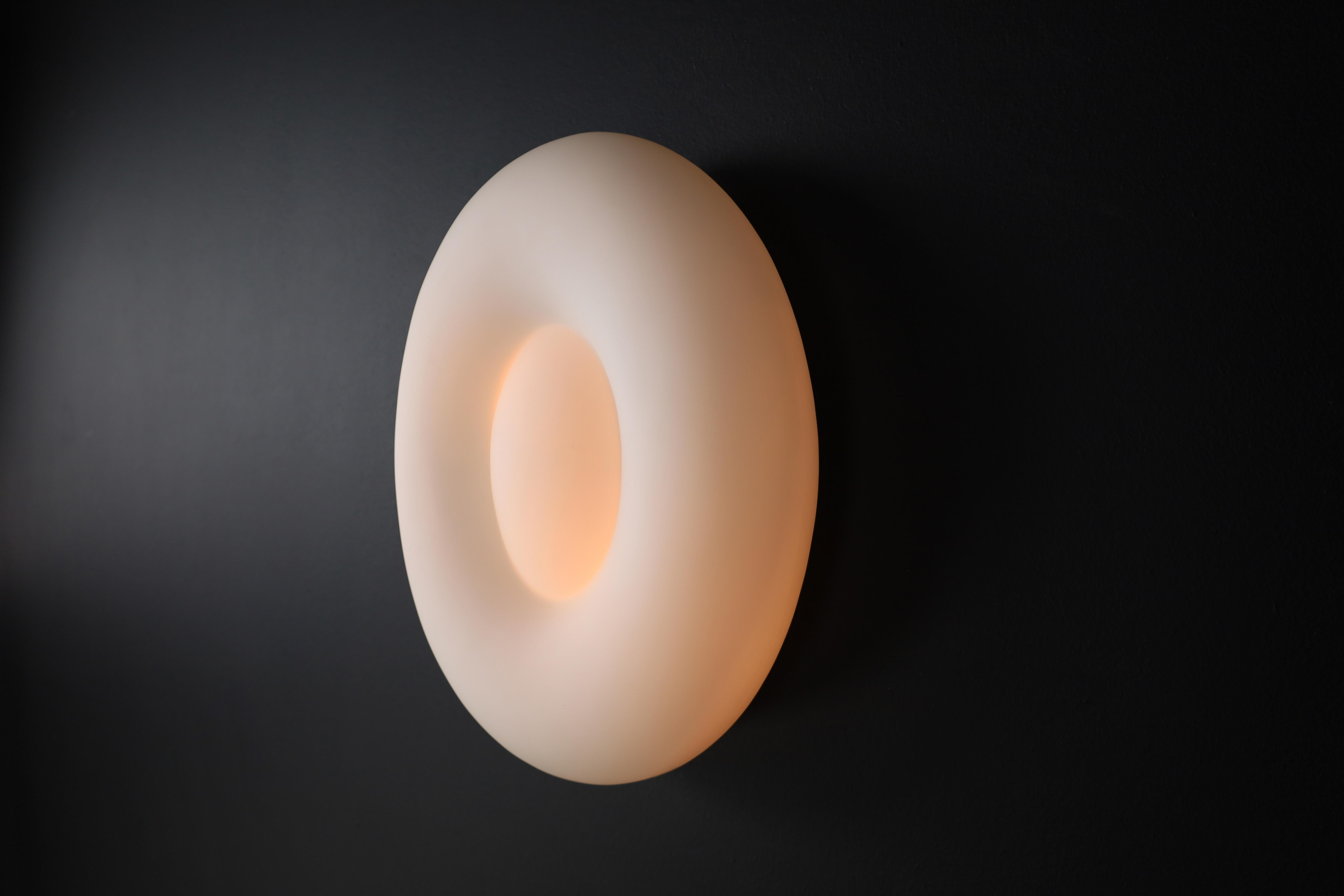 Italian Mid-Century Modern Opaline Glass Wall or Ceiling Lights, Italy, 1970s For Sale