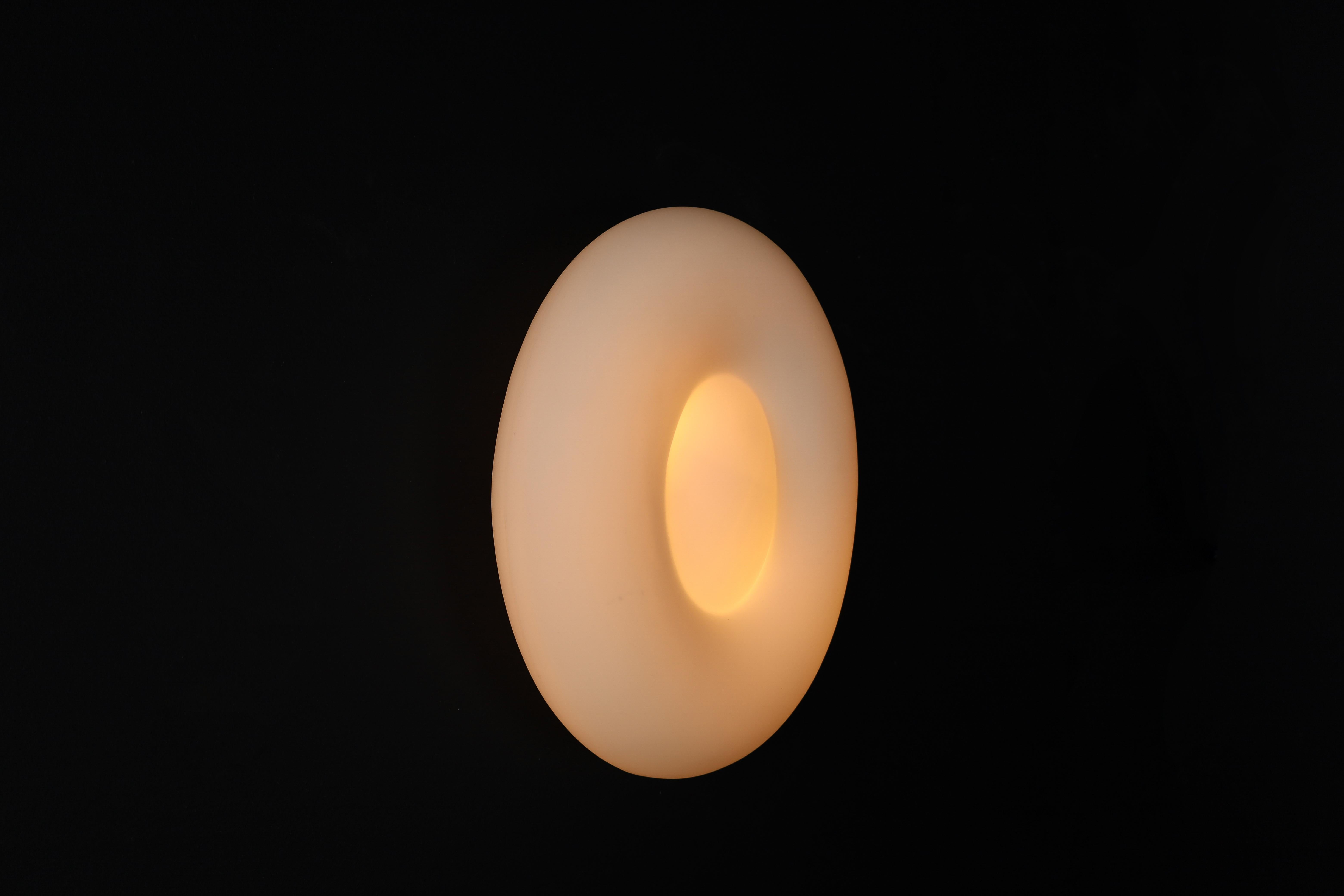 Mid-Century Modern Opaline Glass Wall or Ceiling Lights, Italy, 1970s In Good Condition For Sale In Almelo, NL