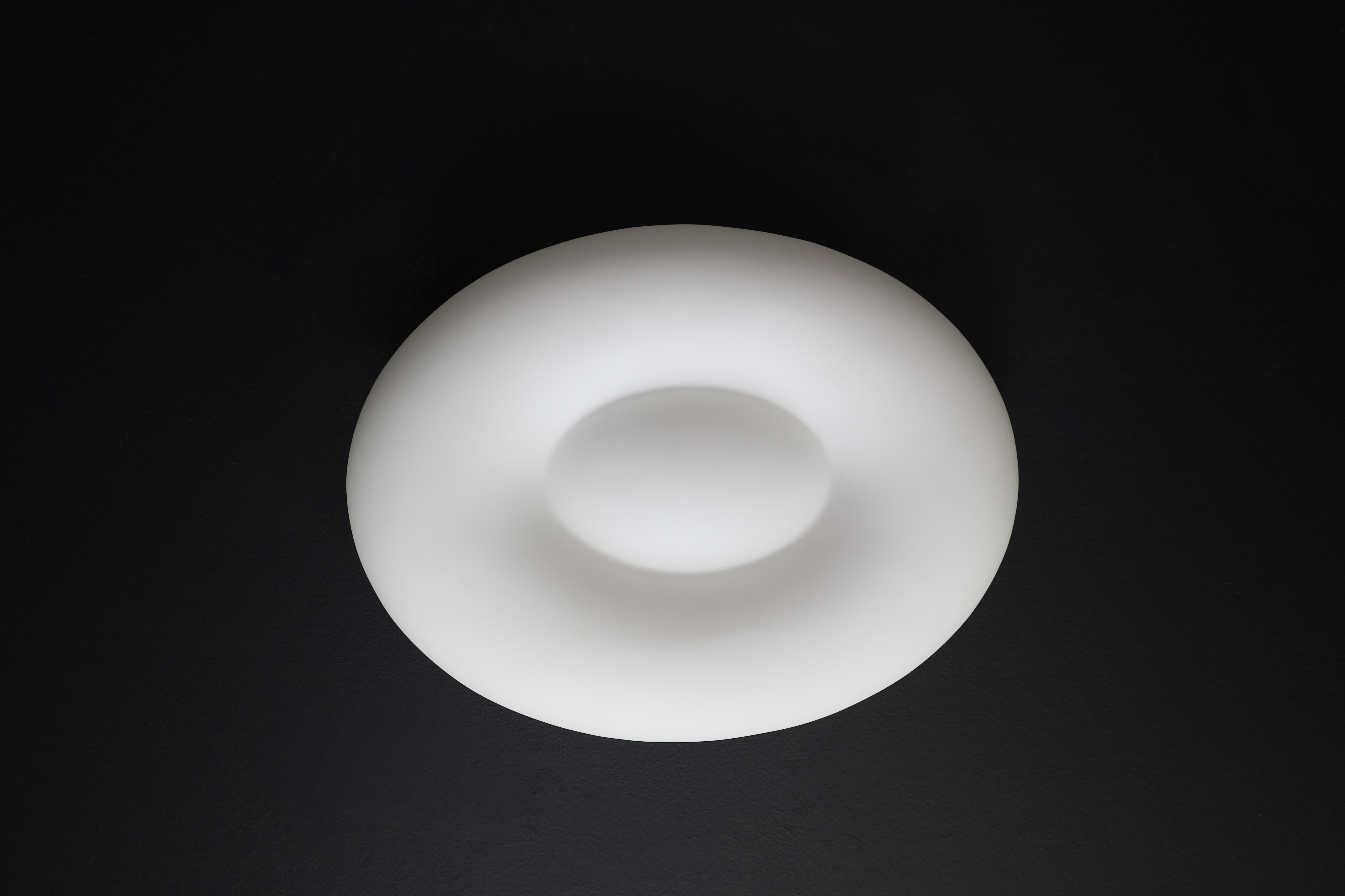 Mid-Century Modern Opaline Glass Wall or Ceiling Lights, Italy, 1970s For Sale 2