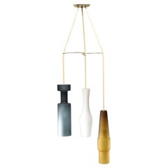 Mid-Century Modern Opaque Glass Three Cylinder Chandelier