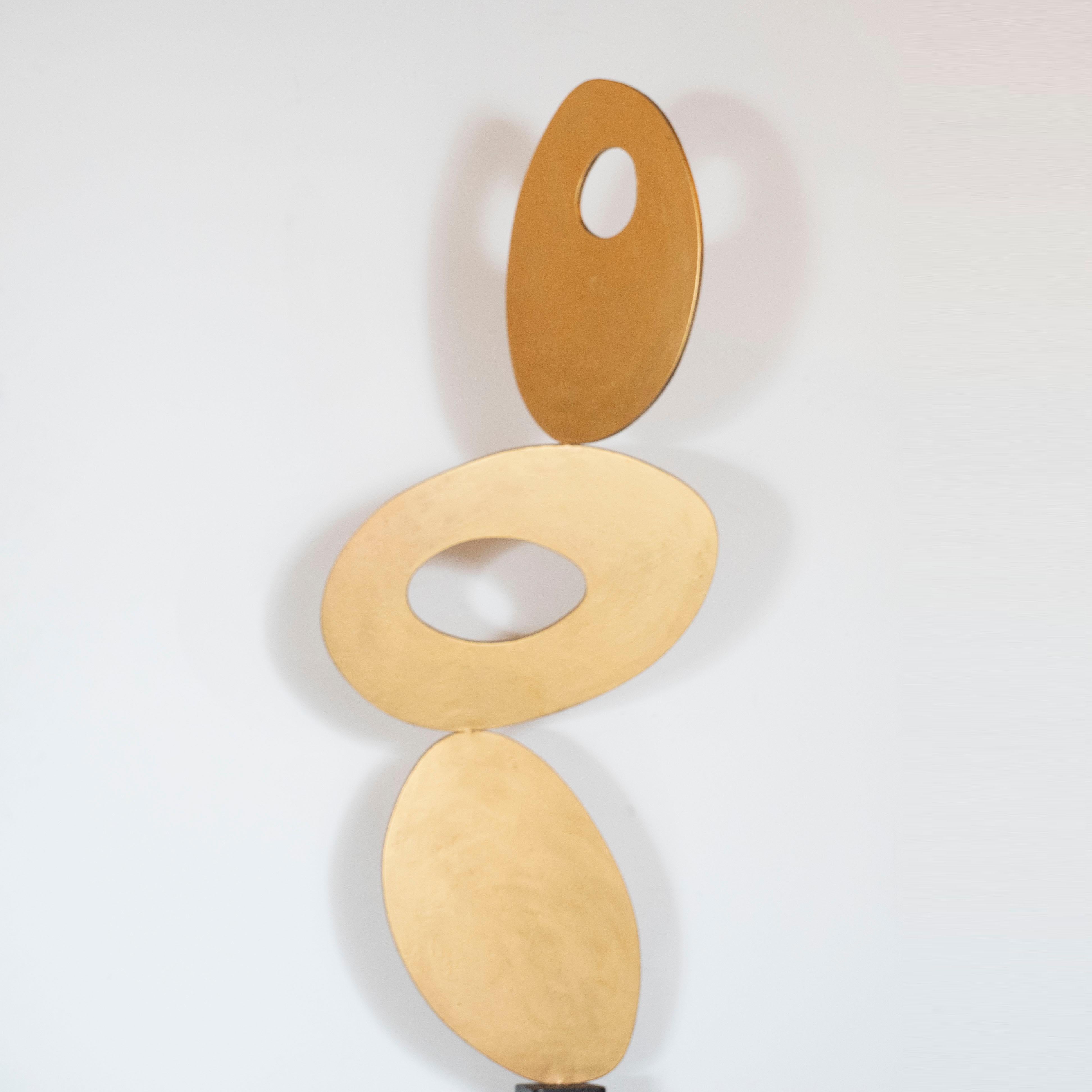 Late 20th Century Mid-Century Modern Open Form Gilded Steel Abstract Sculpture by Harold Sklar