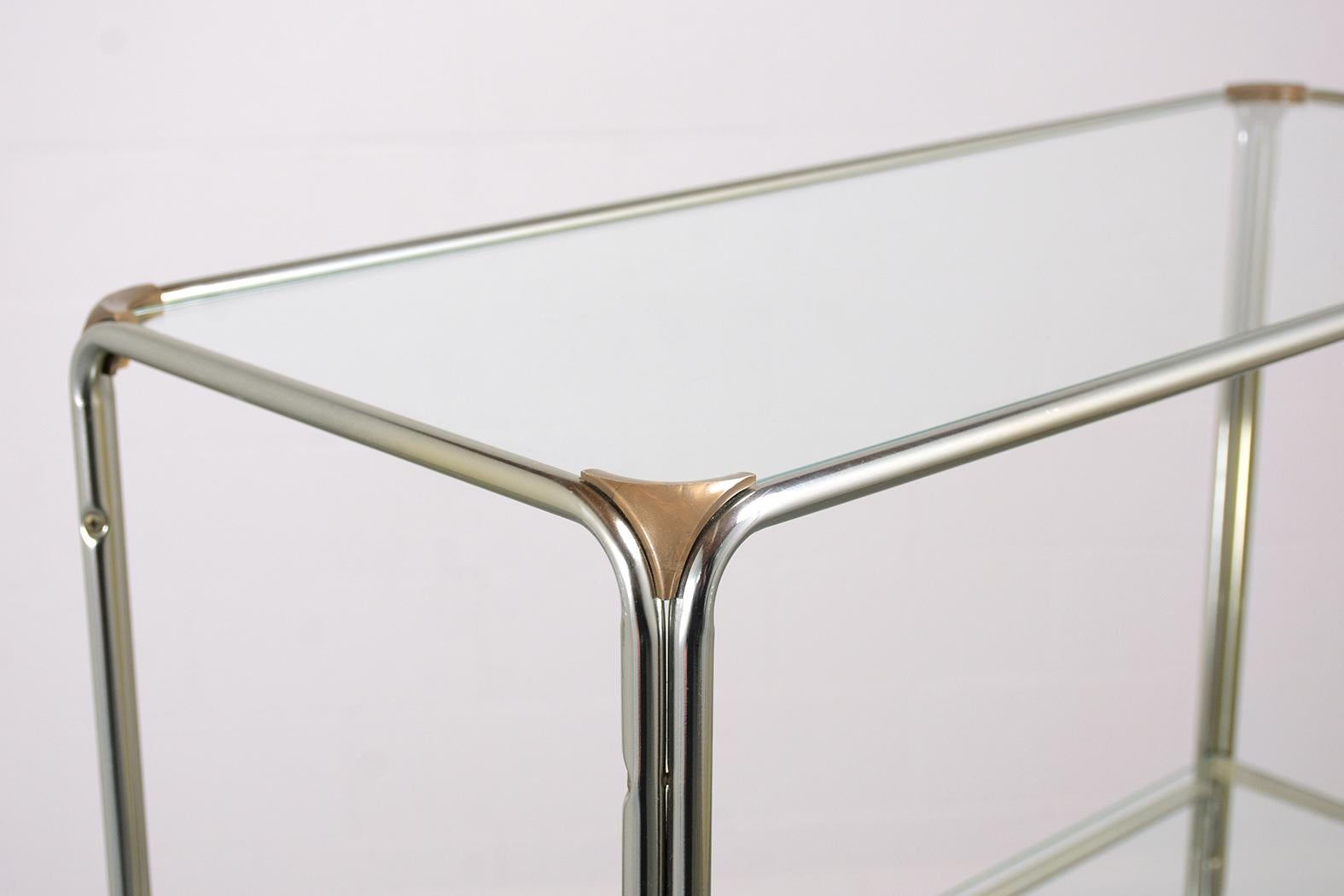 Hand-Crafted Mid-Century Modern Open Glass Shelves