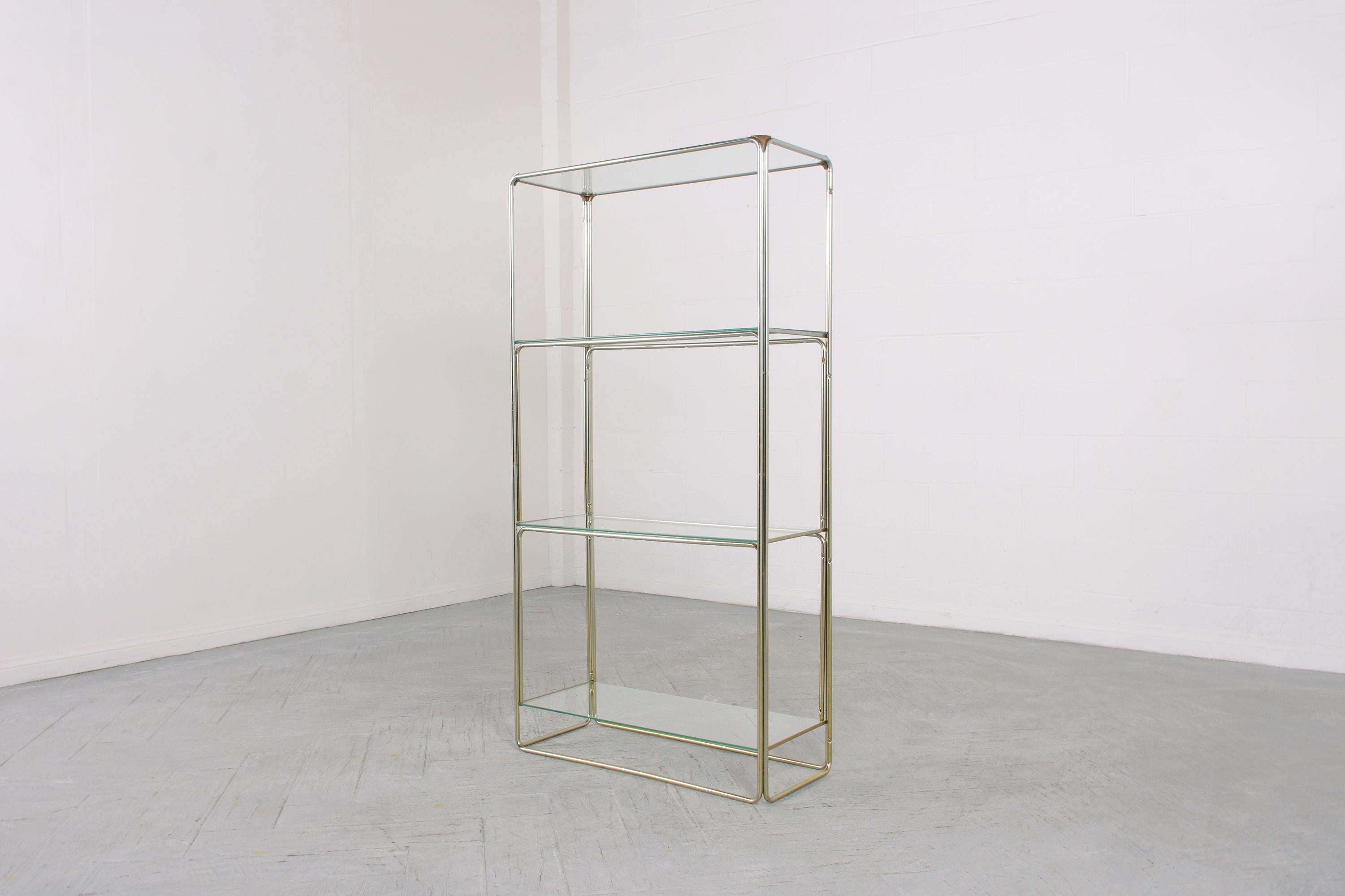 Copper Mid-Century Modern Open Glass Shelves
