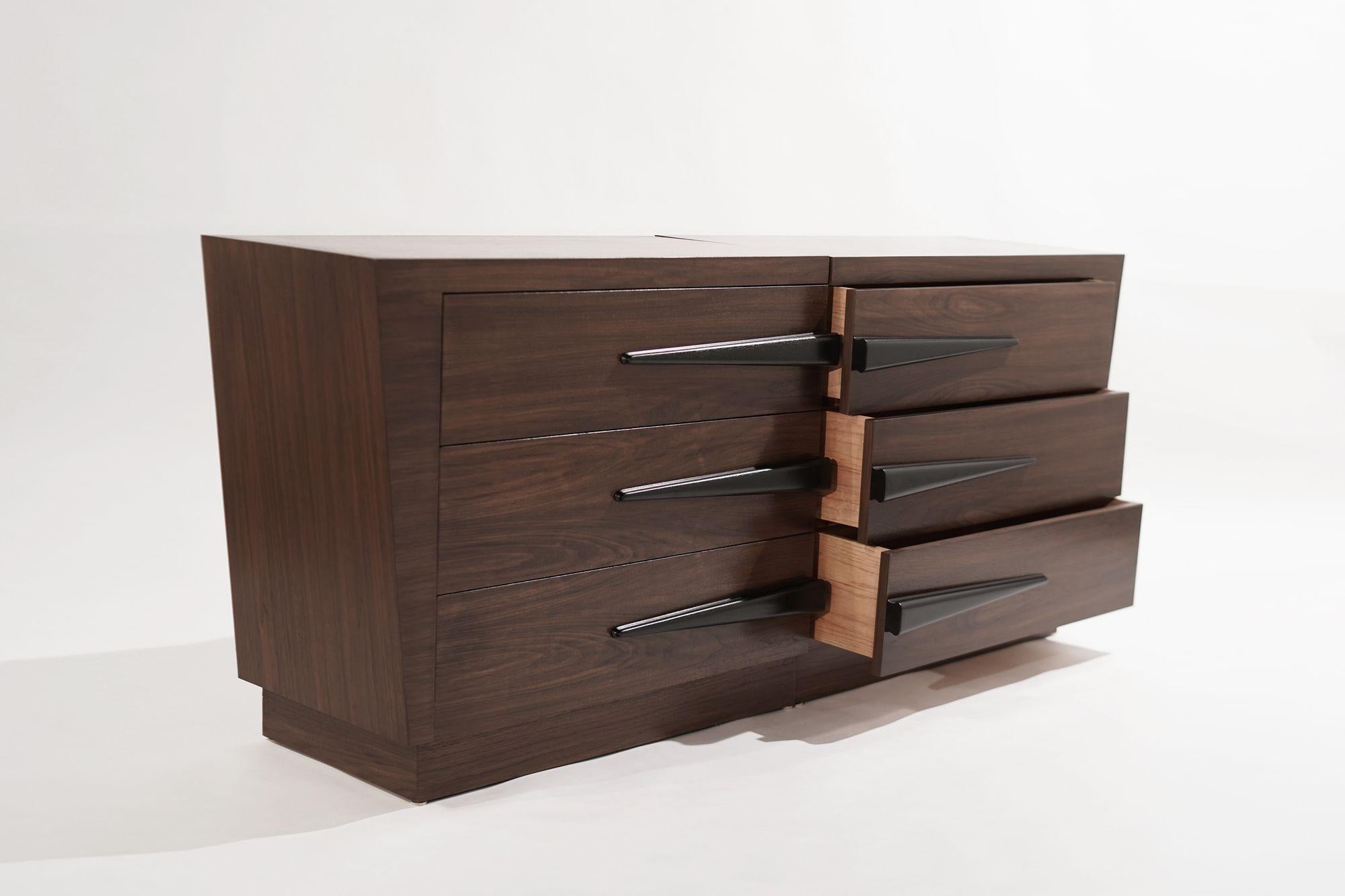 20th Century Mid-Century Modern Opposing Walnut Chests, 1950s For Sale