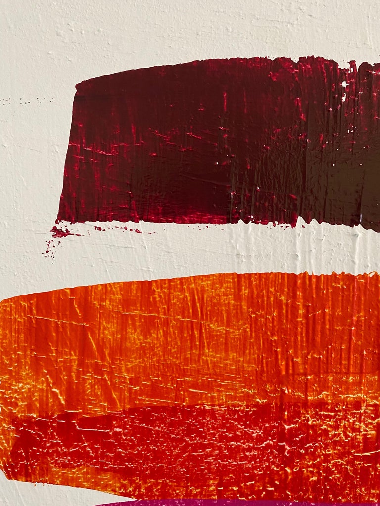 Mid Century Modern Orange Abstract Painting In The Style of Gerhard