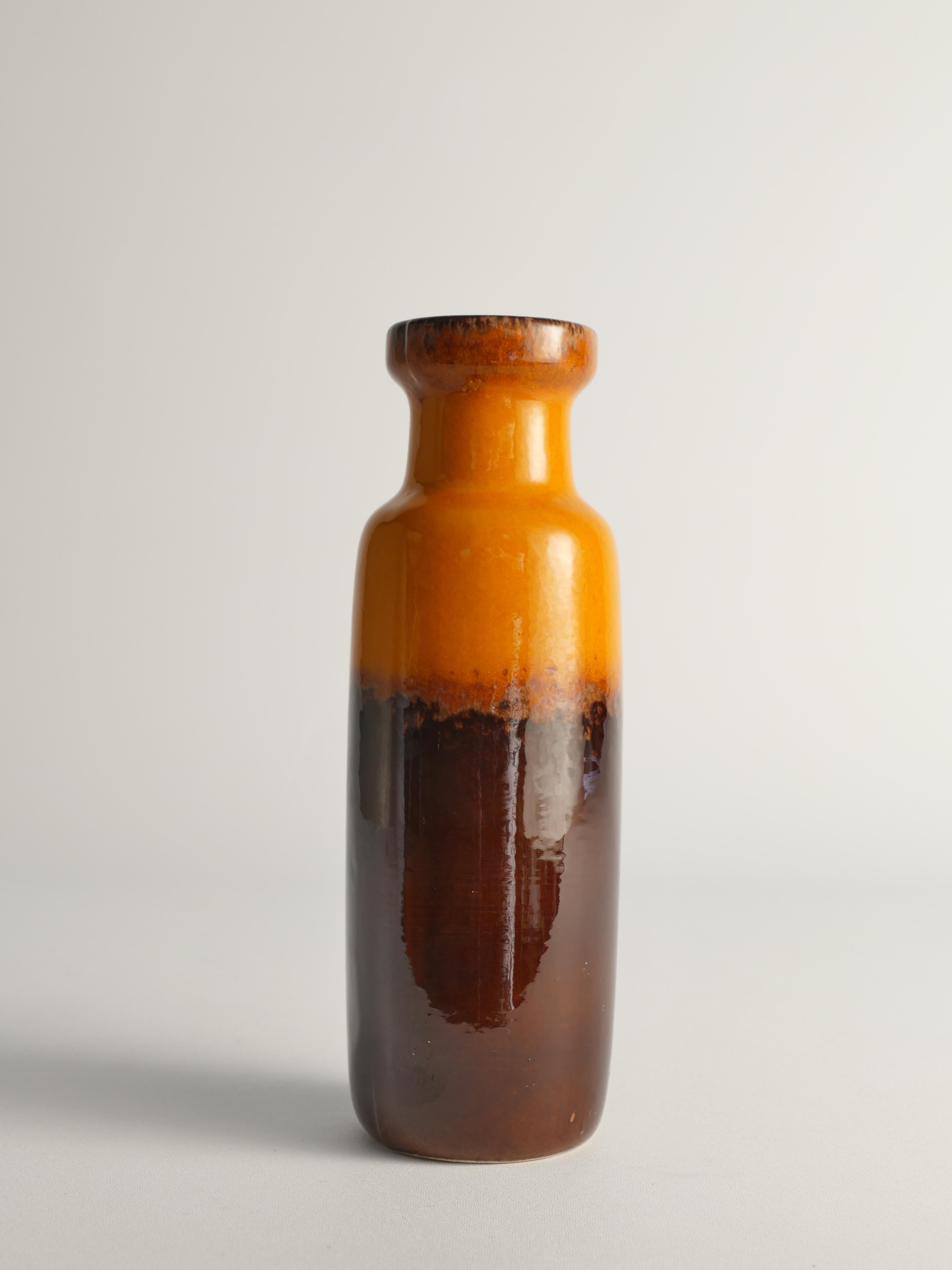 Mid-Century moderno Vaso in lava grassa arancione e marrone di Scheurich, Germania, anni '70. in vendita