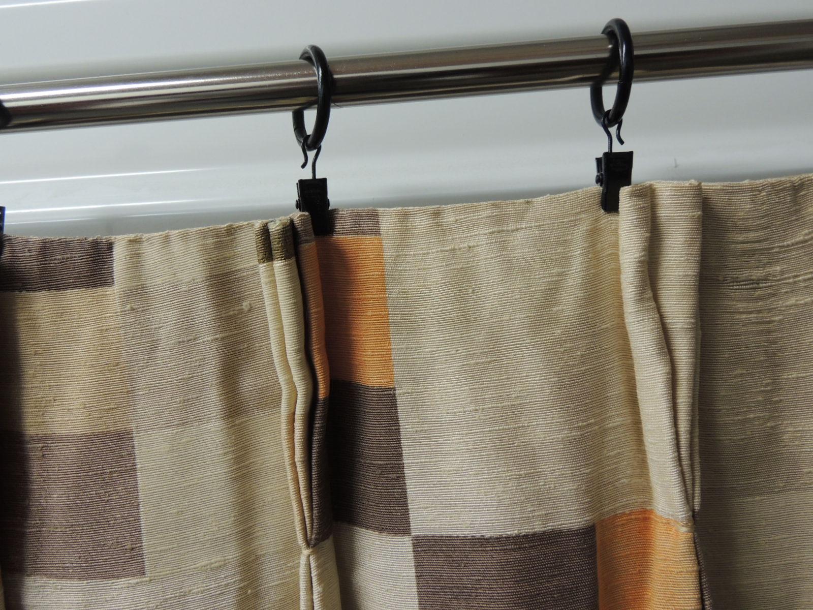 Mid Century Modern Orange And Brown Squares Pattern Drapery Panel