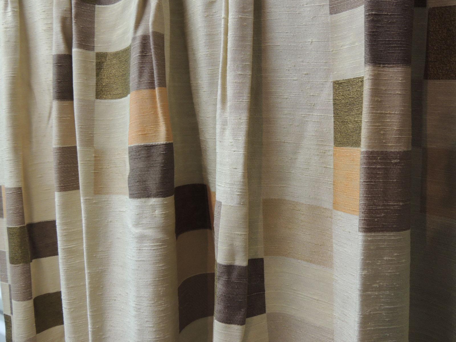 Mid Century Modern Orange And Brown Squares Pattern Drapery Panel