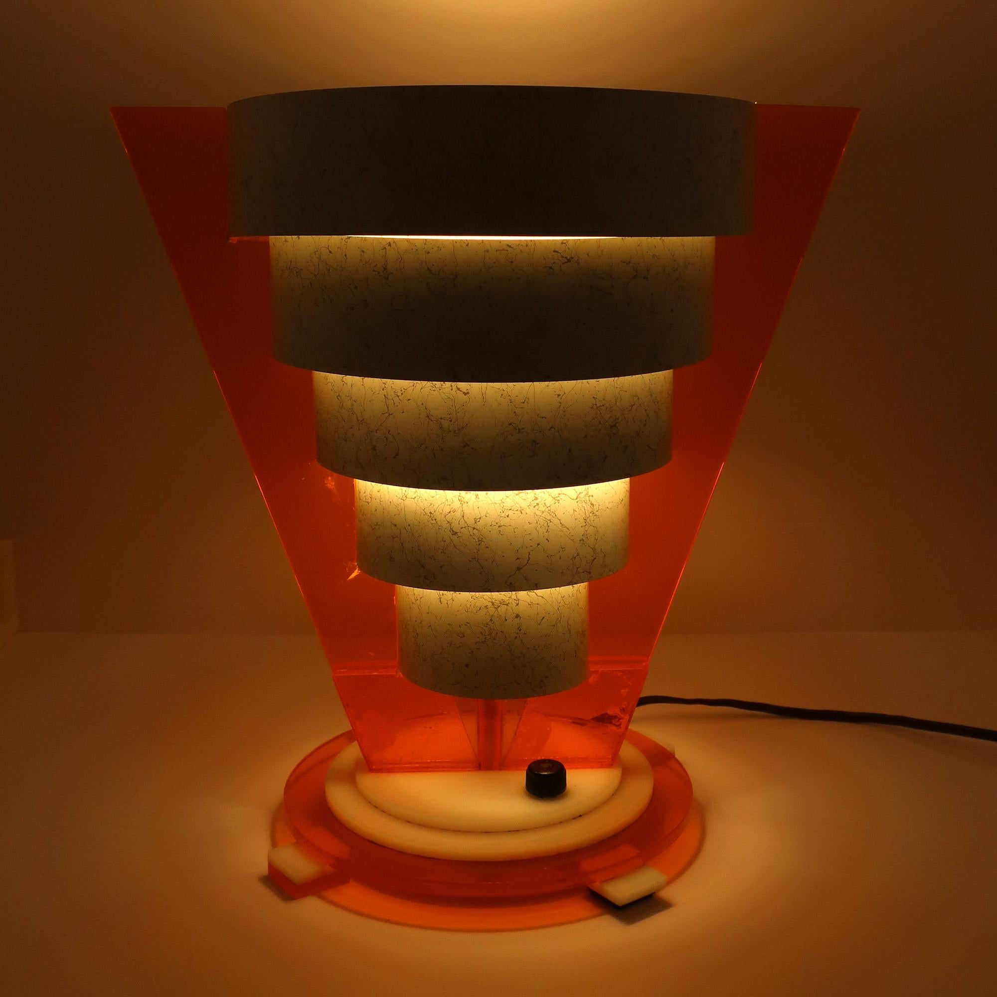 Mid Century Modern Orange and Gray Table Lamp For Sale 4