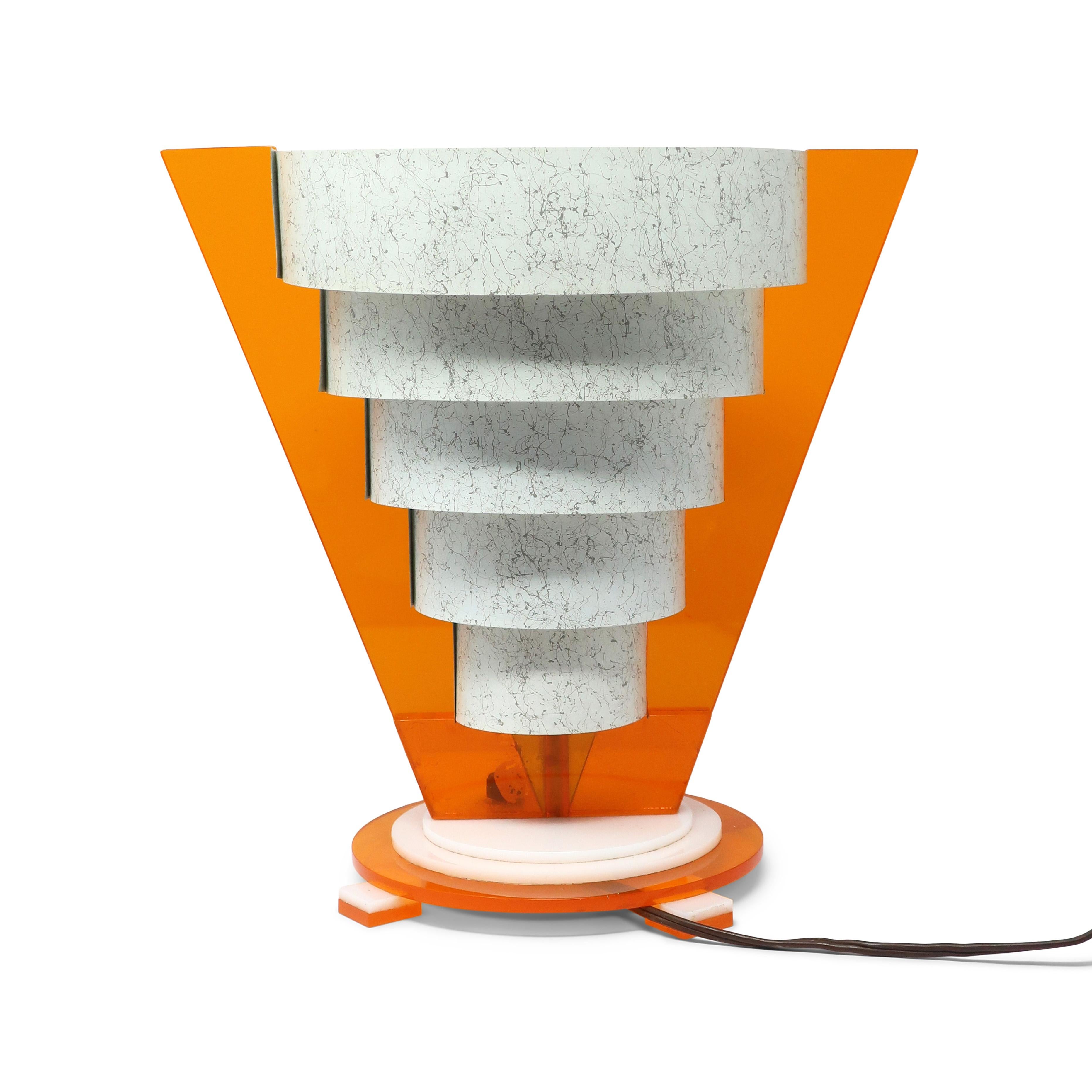 Mid Century Modern Orange and Gray Table Lamp For Sale 1