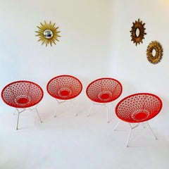 Mid-Century Modern Orange and White Outdoor Lounge Chairs, Italy, 1970s