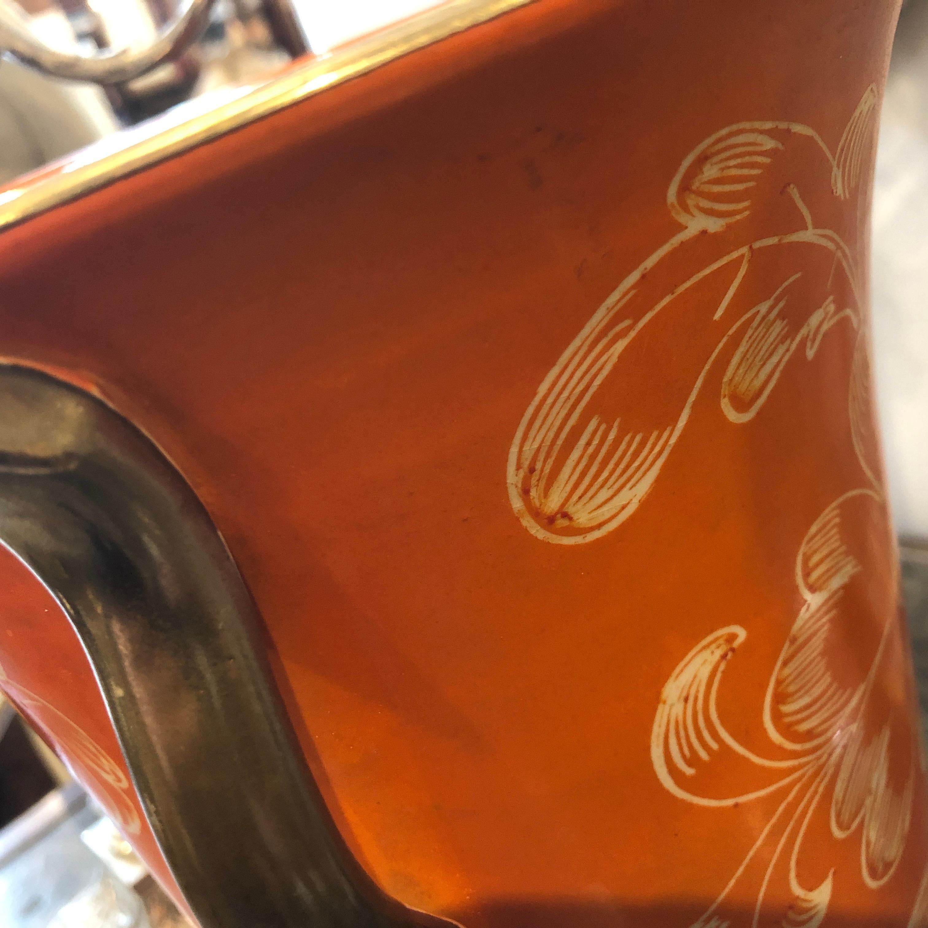 Mid-Century Modern Orange Ceramic Italian Vase, circa 1950 2