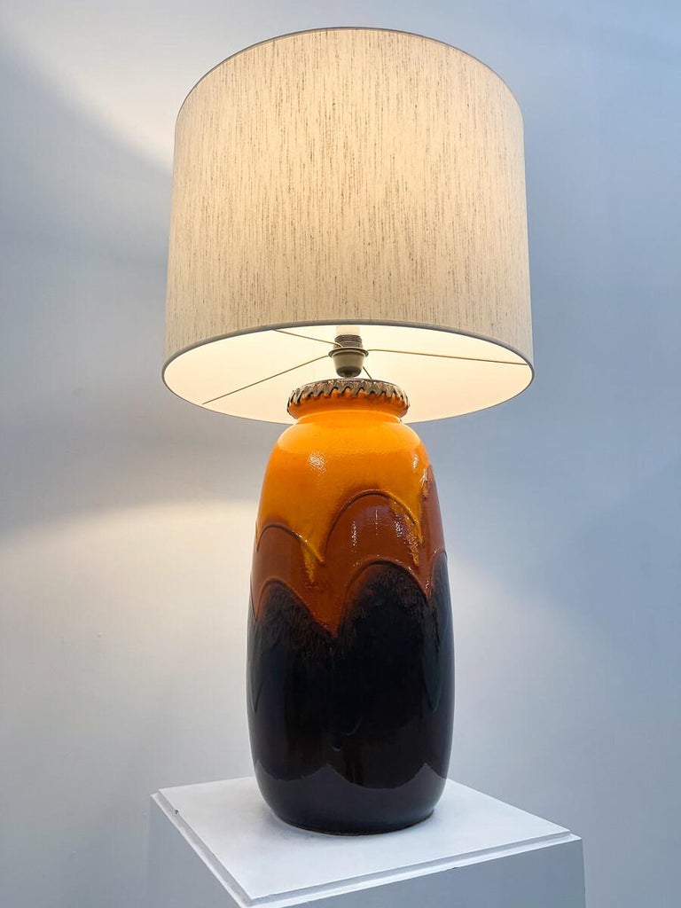 Mid-Century Modern Orange Ceramic Table Lamp, Germany, 1970s, New ...