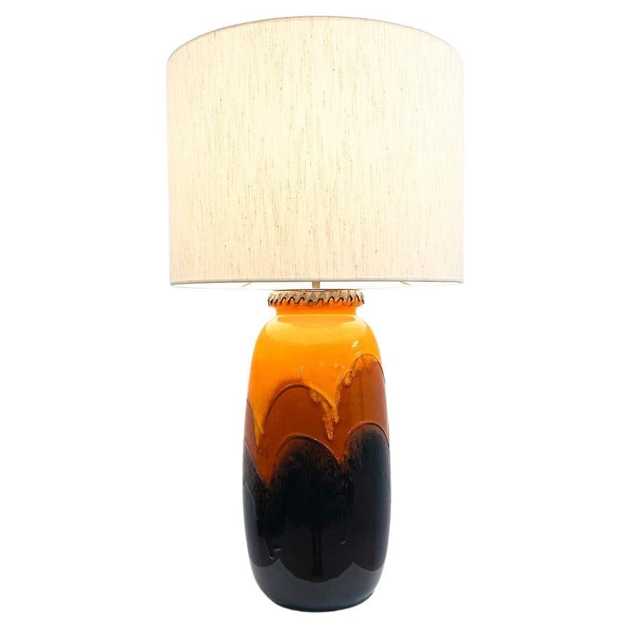 Mid-Century Modern Orange Ceramic Table Lamp, Germany, 1970s, New Lampshade