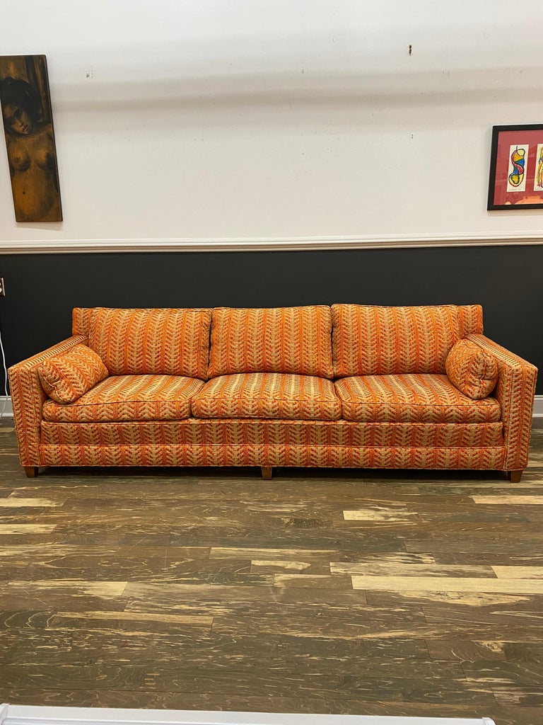 MidCentury Modern Orange Chevron Pattern John Stuart Sofa at 1stDibs
