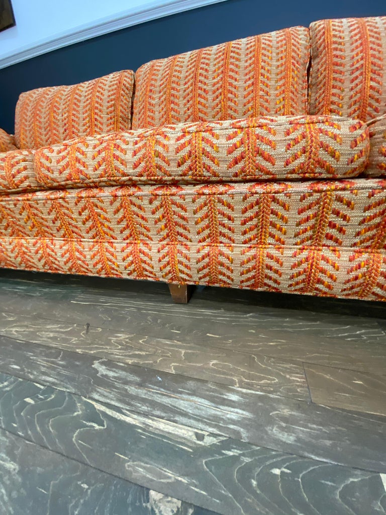 MidCentury Modern Orange Chevron Pattern John Stuart Sofa at 1stDibs
