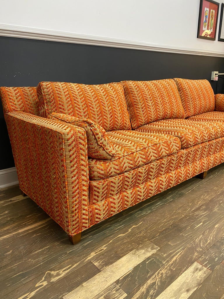 MidCentury Modern Orange Chevron Pattern John Stuart Sofa at 1stDibs
