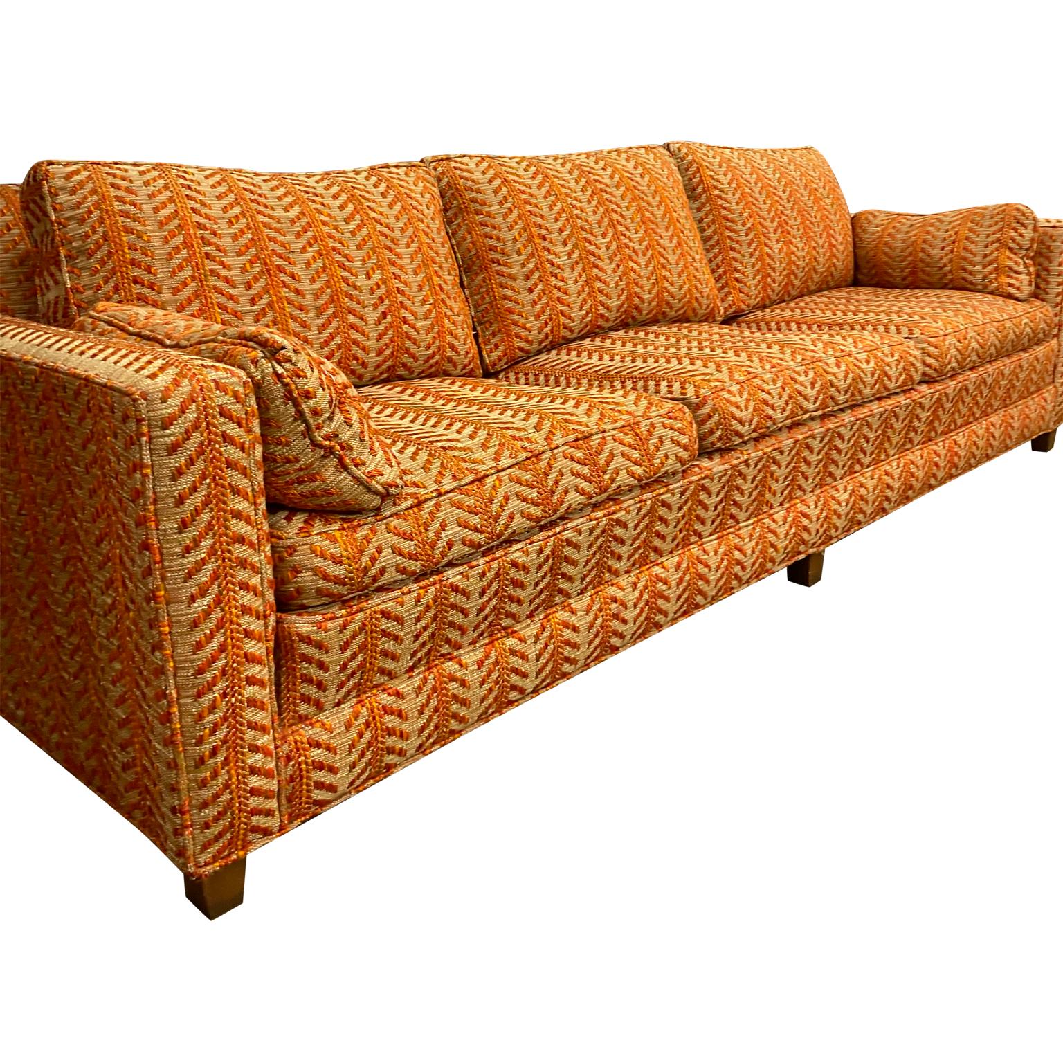 orange patterned sofas