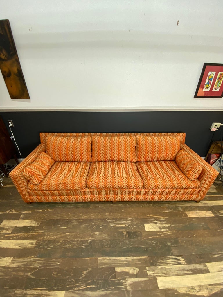 MidCentury Modern Orange Chevron Pattern John Stuart Sofa at 1stDibs