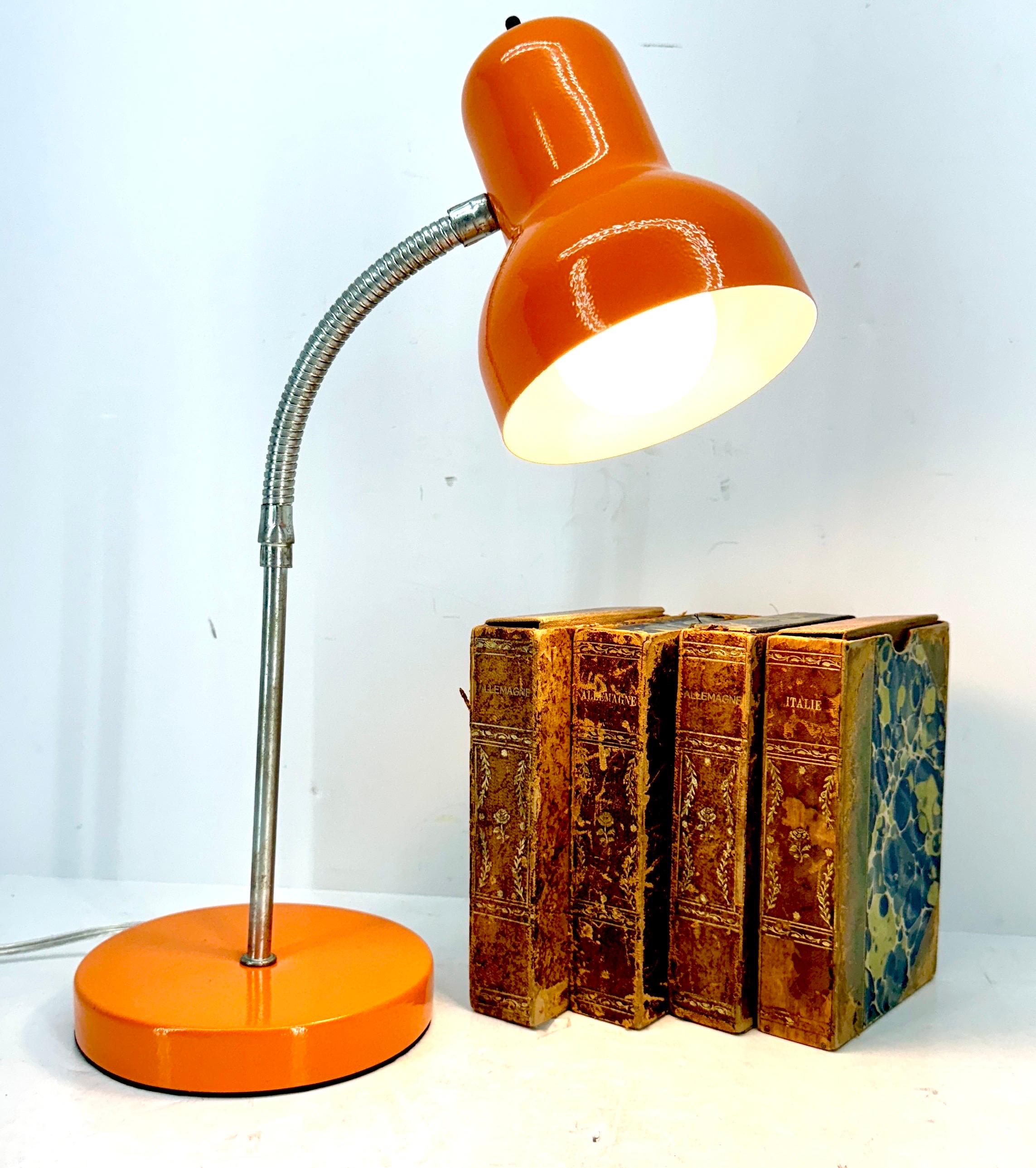 Mid-Century Modern Orange Cone Gooseneck Desk Lamp For Sale 9