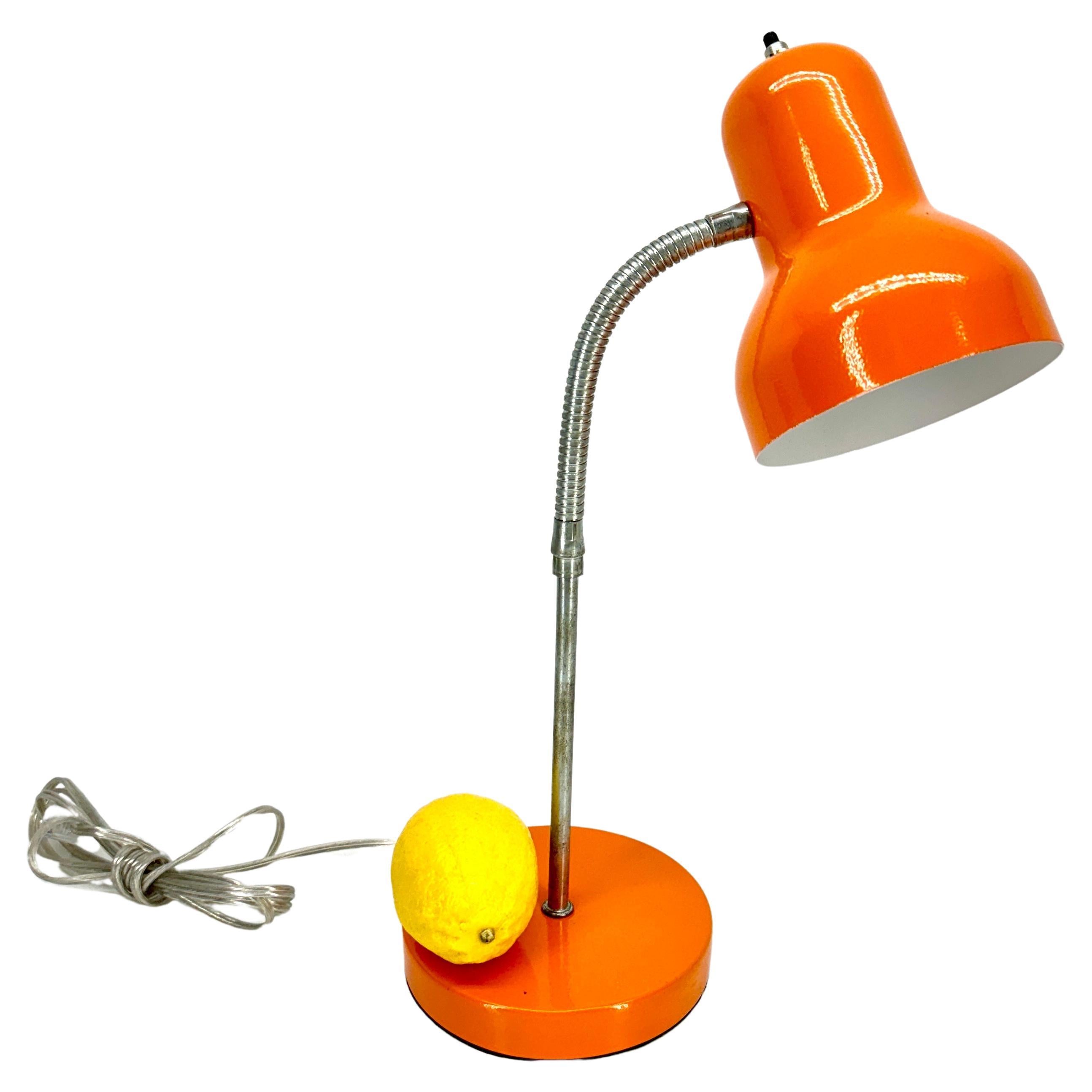 Mid-20th Century Mid-Century Modern Orange Cone Gooseneck Desk Lamp For Sale