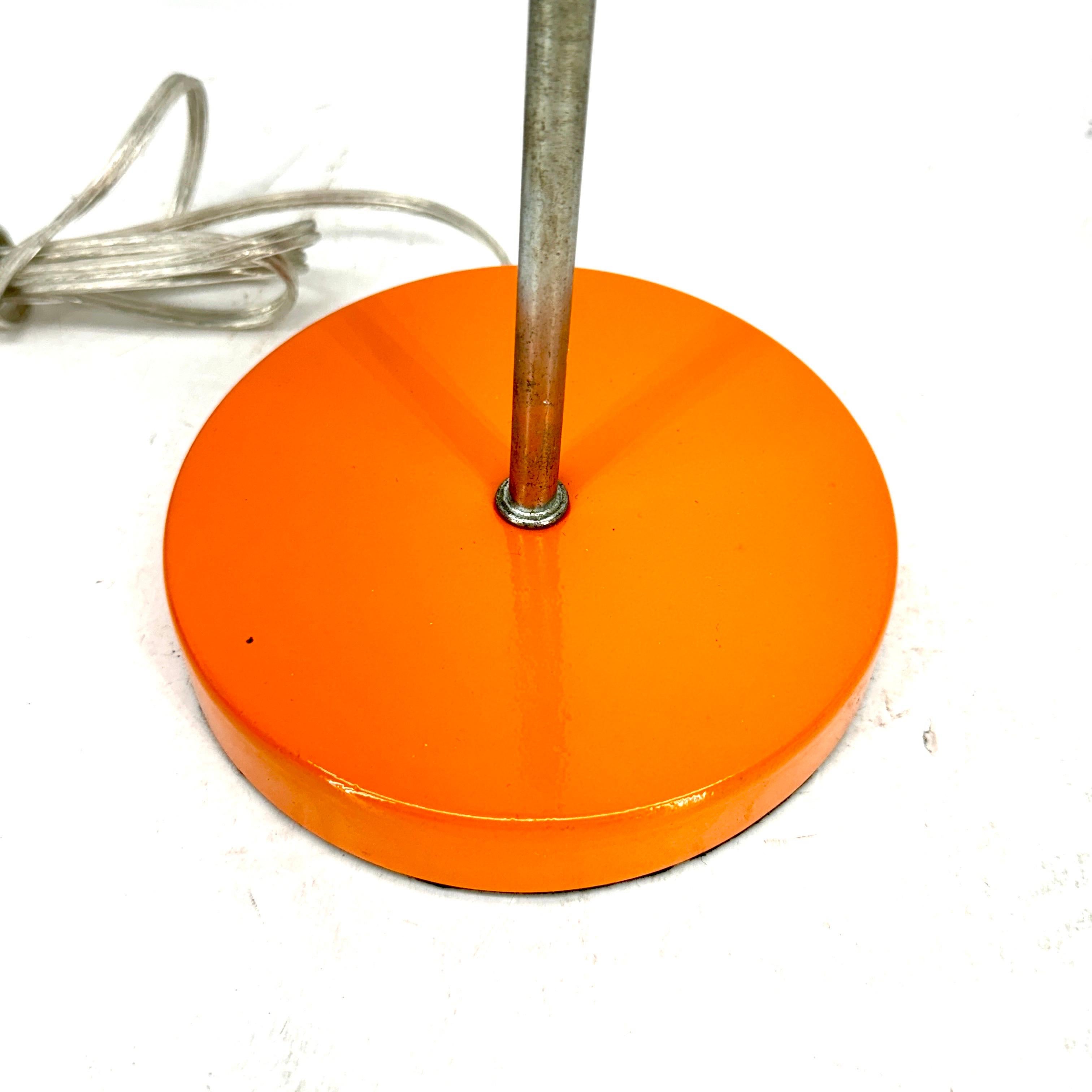 Metal Mid-Century Modern Orange Cone Gooseneck Desk Lamp For Sale