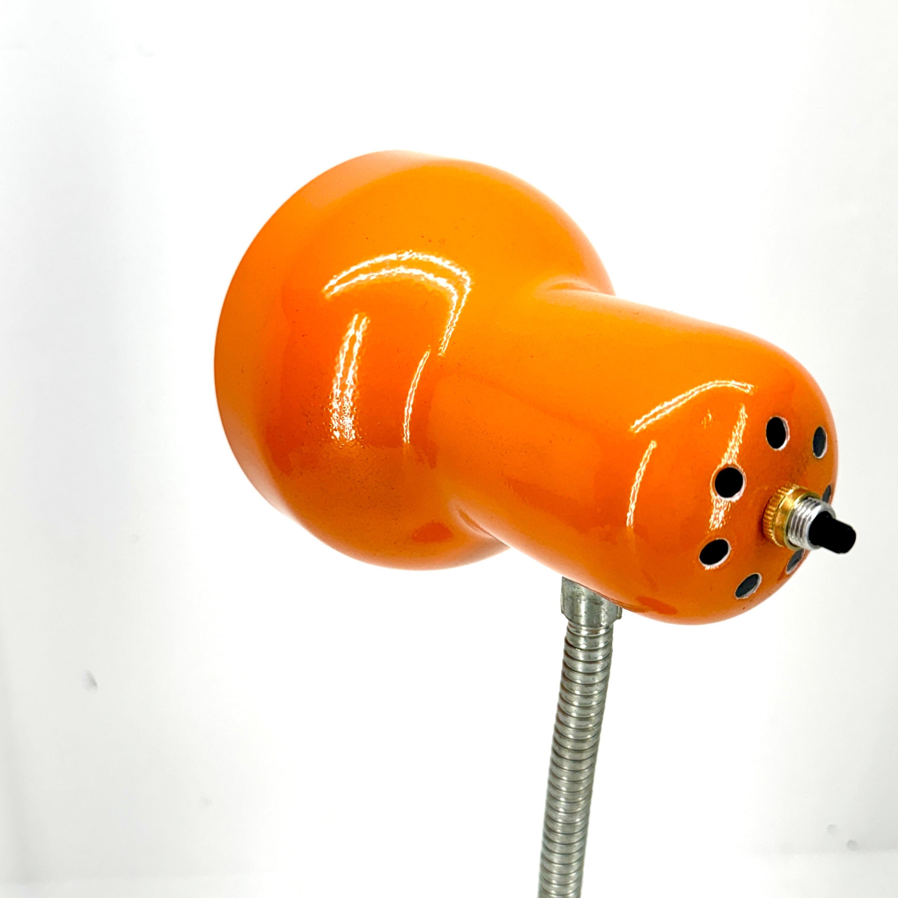Mid-Century Modern Orange Cone Gooseneck Desk Lamp For Sale 2