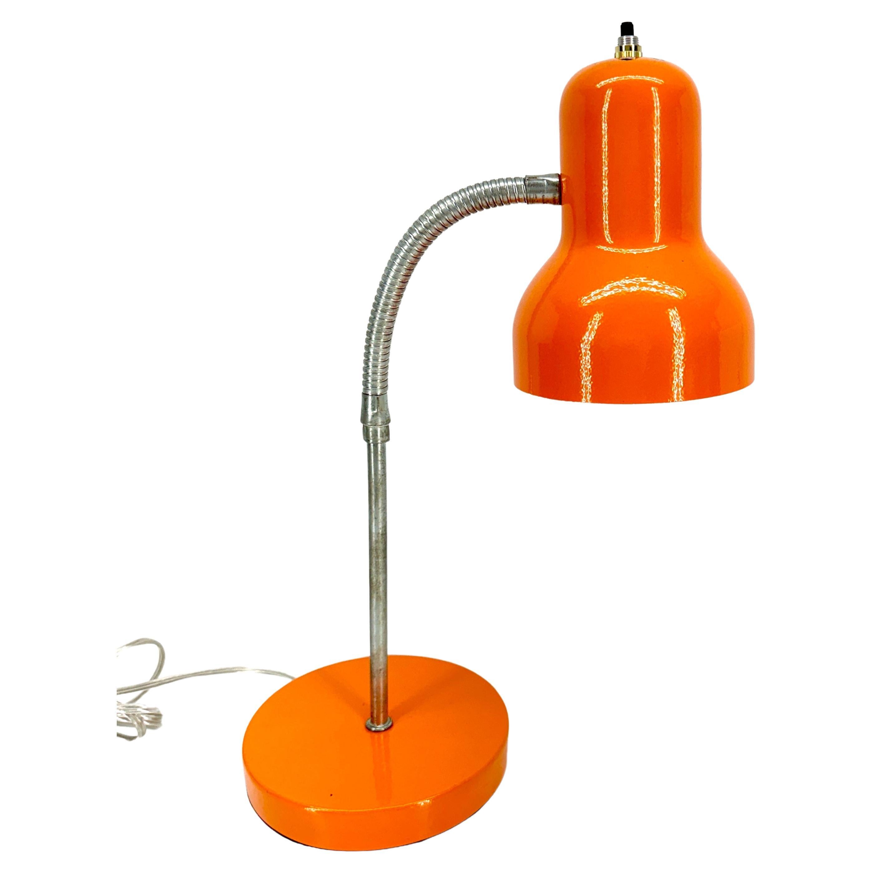 Mid-Century Modern Orange Cone Gooseneck Desk Lamp For Sale
