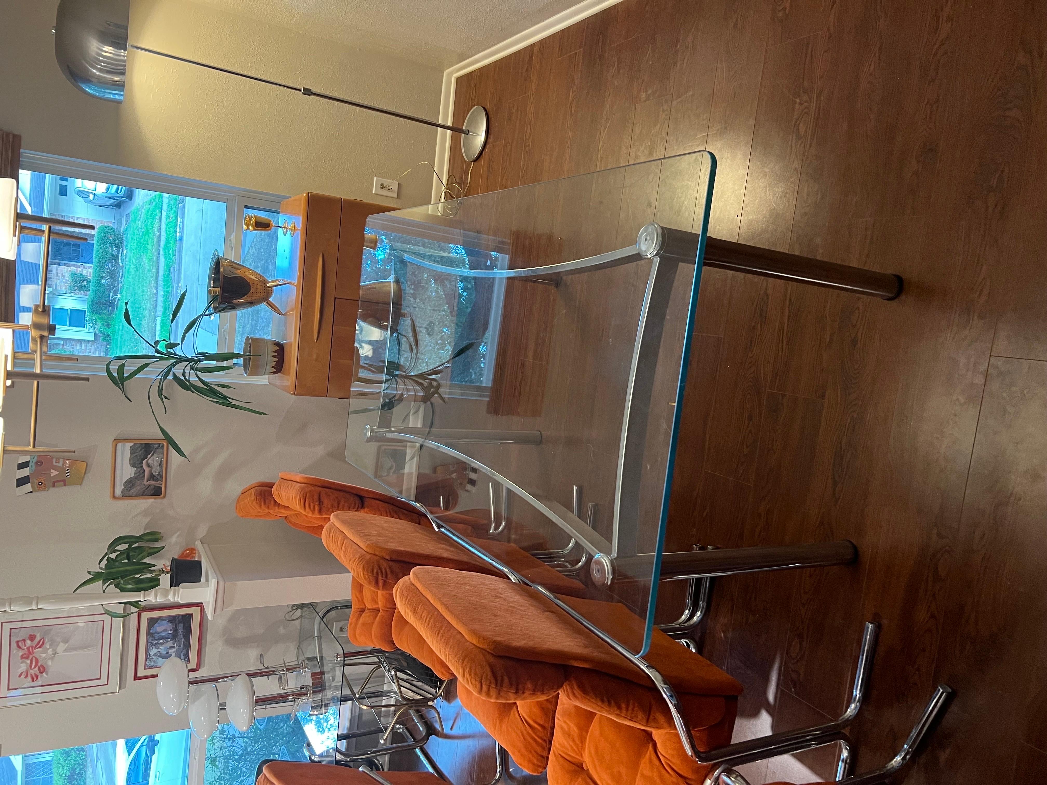Mid-Century Modern Orange Dining Set of 6 Chrome Chairs by Cal-Style Furniture 3