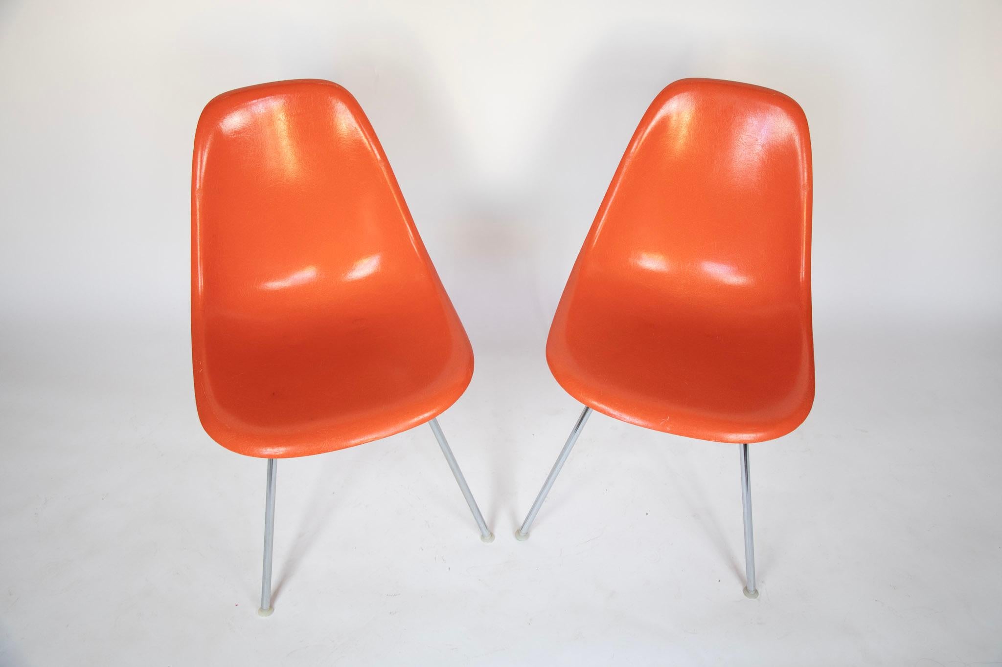 orange mid century dining chair