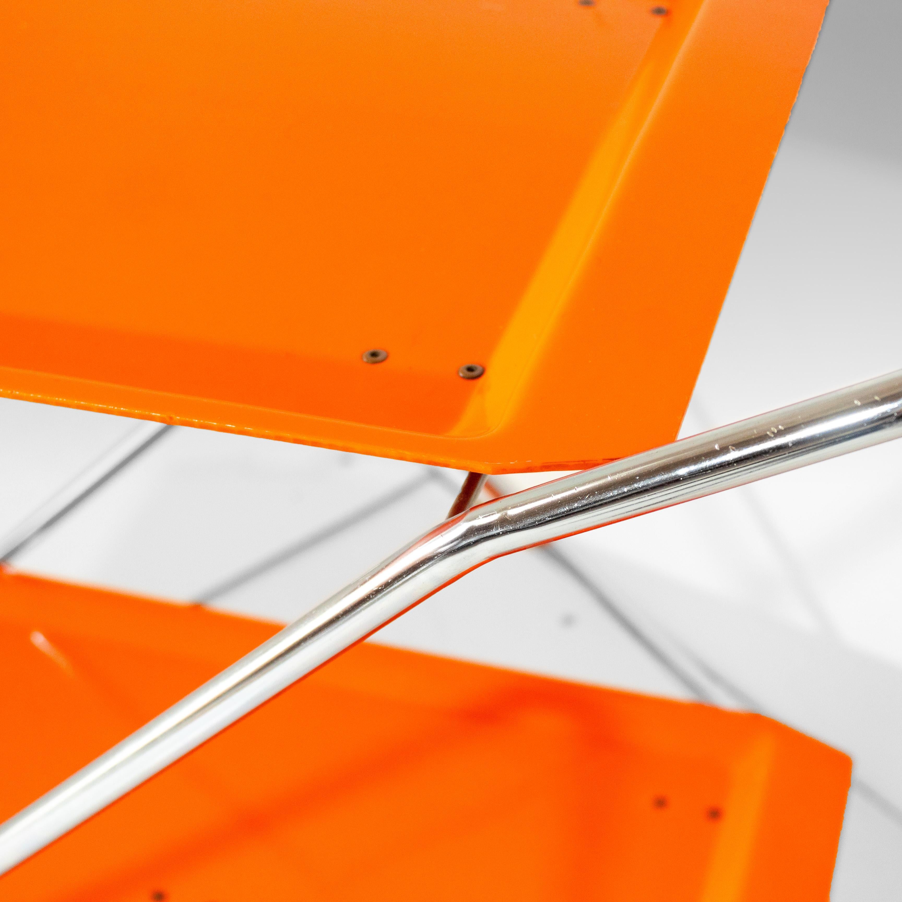 Orangefarbener klappbarer Barwagen im Stil von Kartell, Moderne der Mitte des Jahrhunderts, Italien 1970er Jahre im Angebot 7