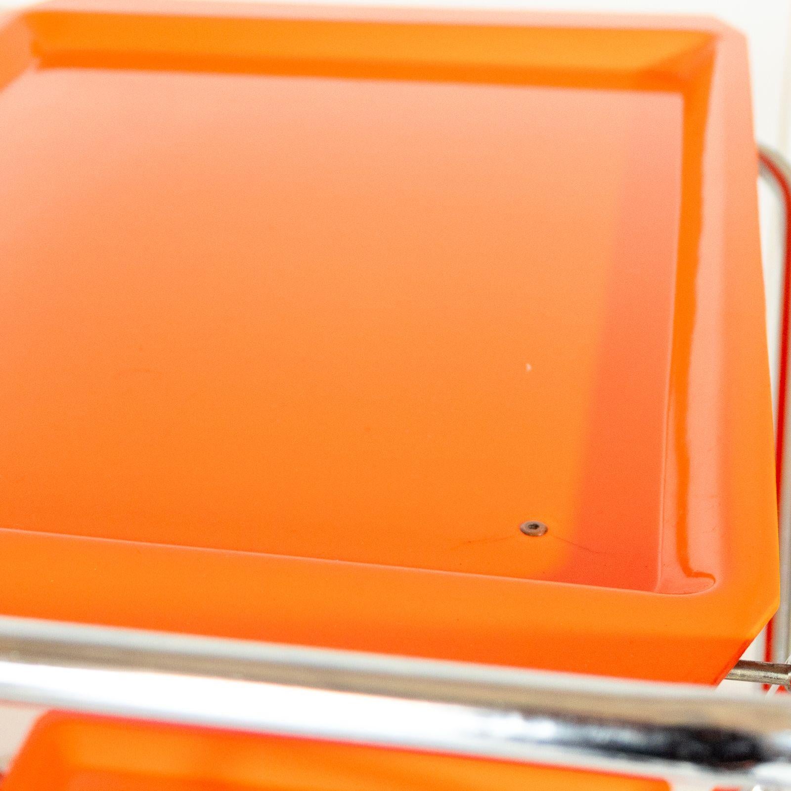Orangefarbener klappbarer Barwagen im Stil von Kartell, Moderne der Mitte des Jahrhunderts, Italien 1970er Jahre im Angebot 10