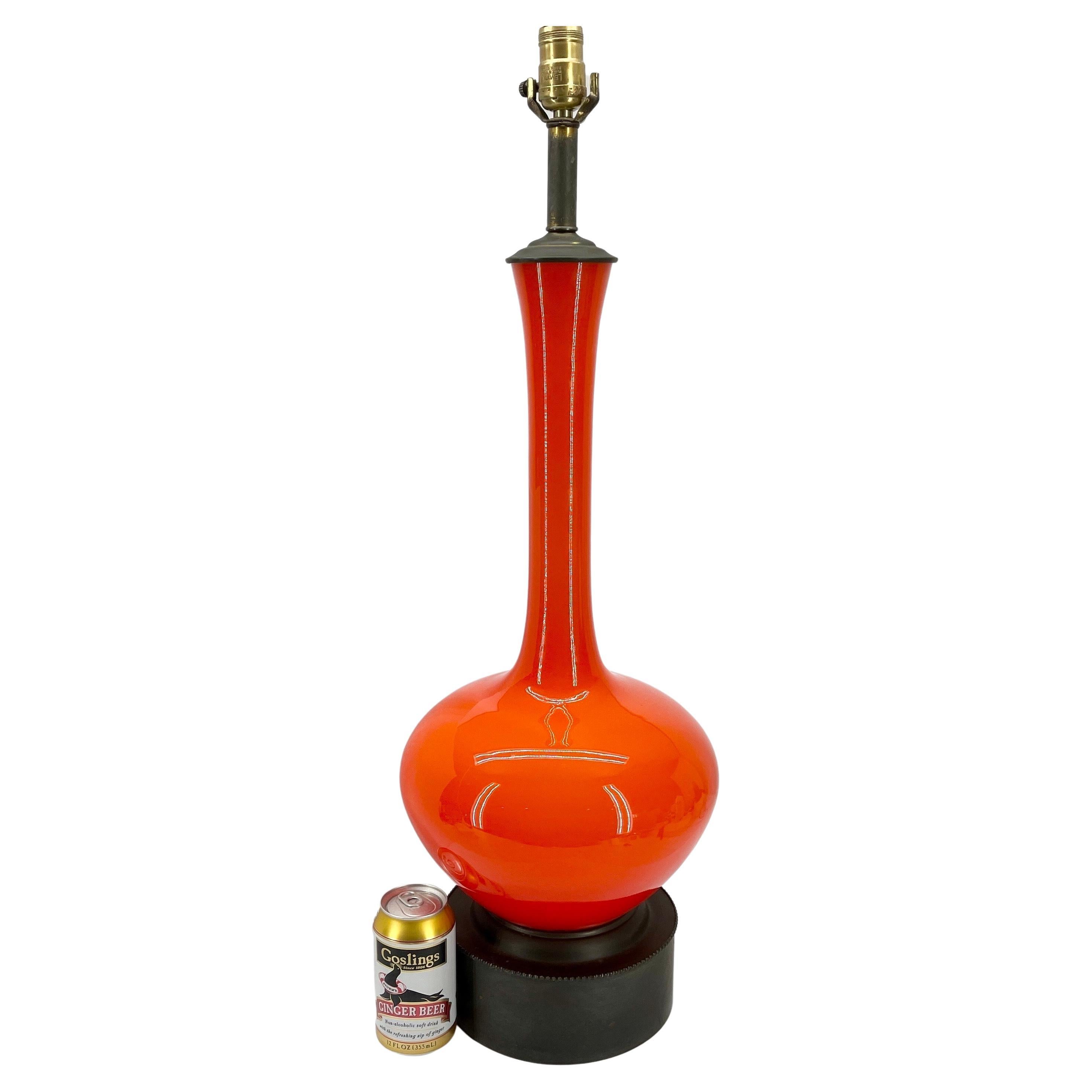 orange glass lamp vintage