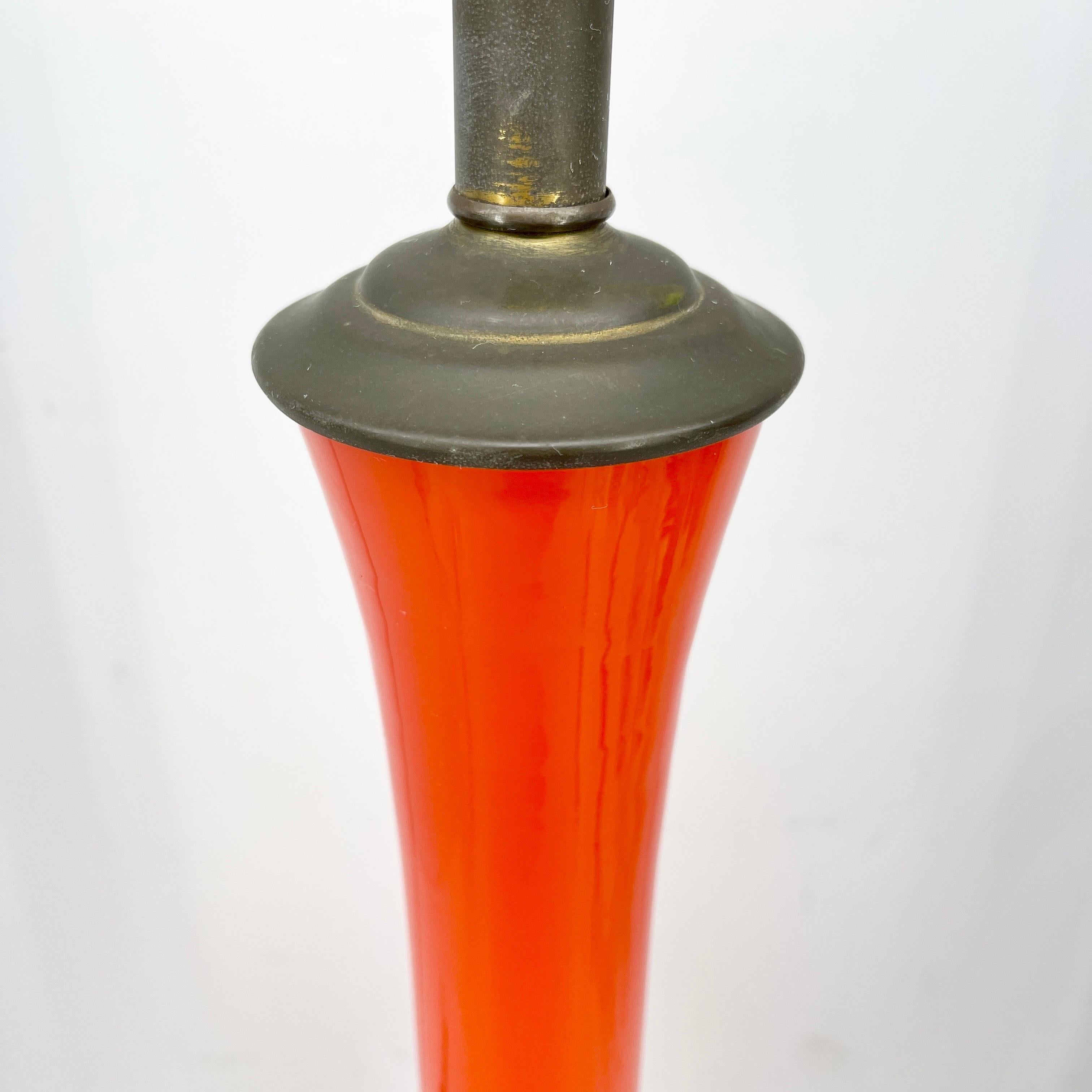 Mid-20th Century Italian Mid-Century Modern Orange Glass Table Lamp