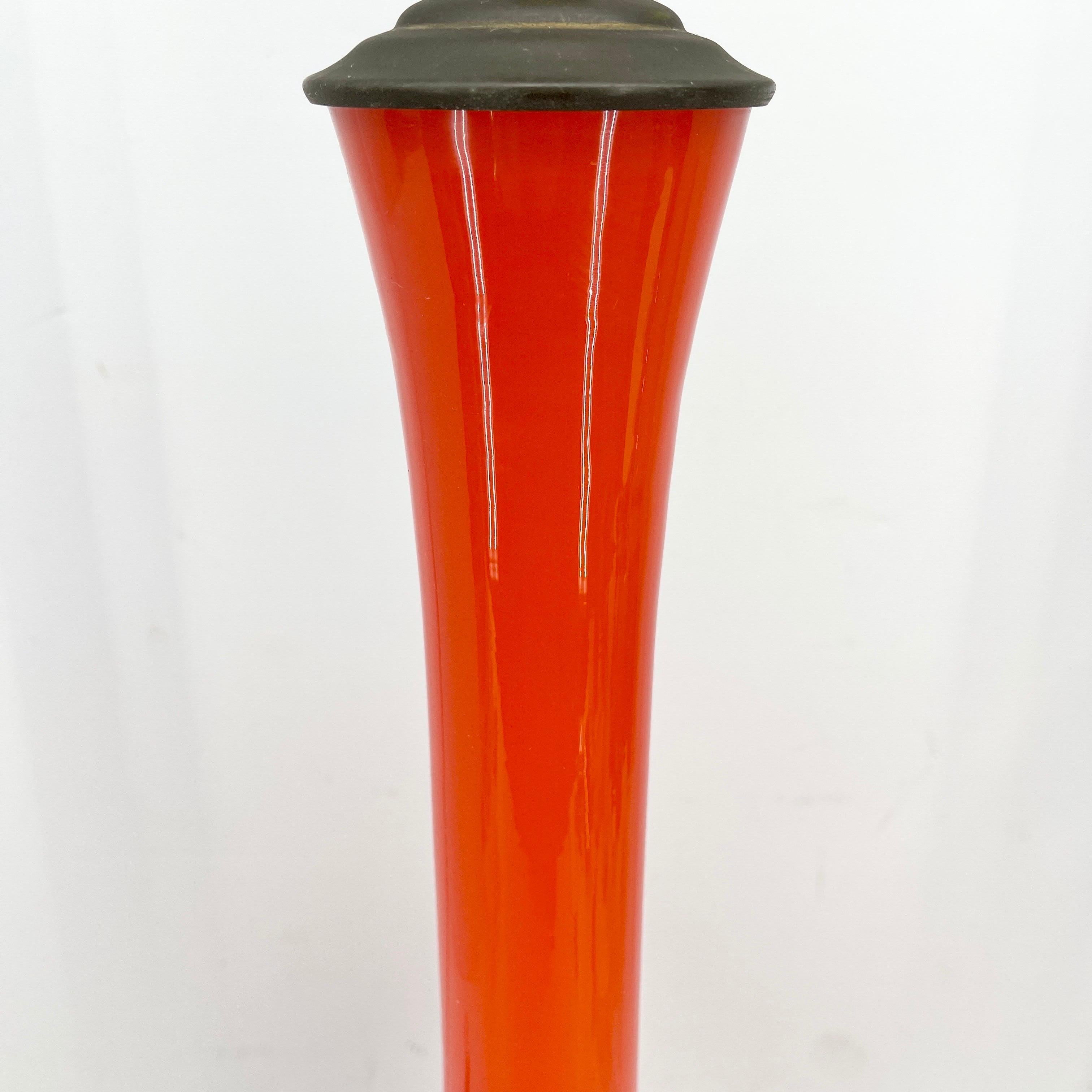 Italian Mid-Century Modern Orange Glass Table Lamp 1