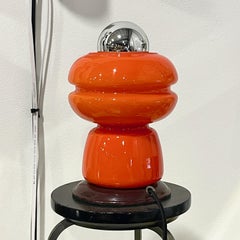 Mid-Century Modern Orange Glass Table Lamp with Biomorphic Design