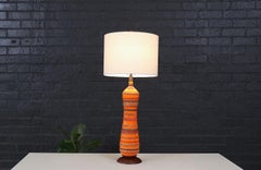Orange glasierte Keramik-Tischlampe von Phil-Mar, Moderne der Mitte des Jahrhunderts