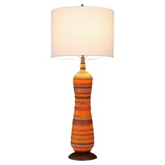 Mid-Century Modern Orange Glazed Ceramic Table Lamp by Phil-Mar