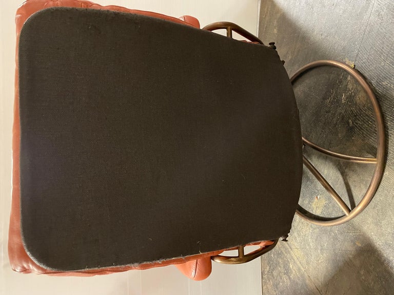 Mid-Century Modern Orange Leather Ekornes Stressless Recliner Chair with Ottoman 5